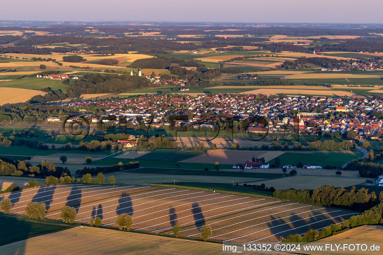 Geiselhöring in the state Bavaria, Germany seen from above