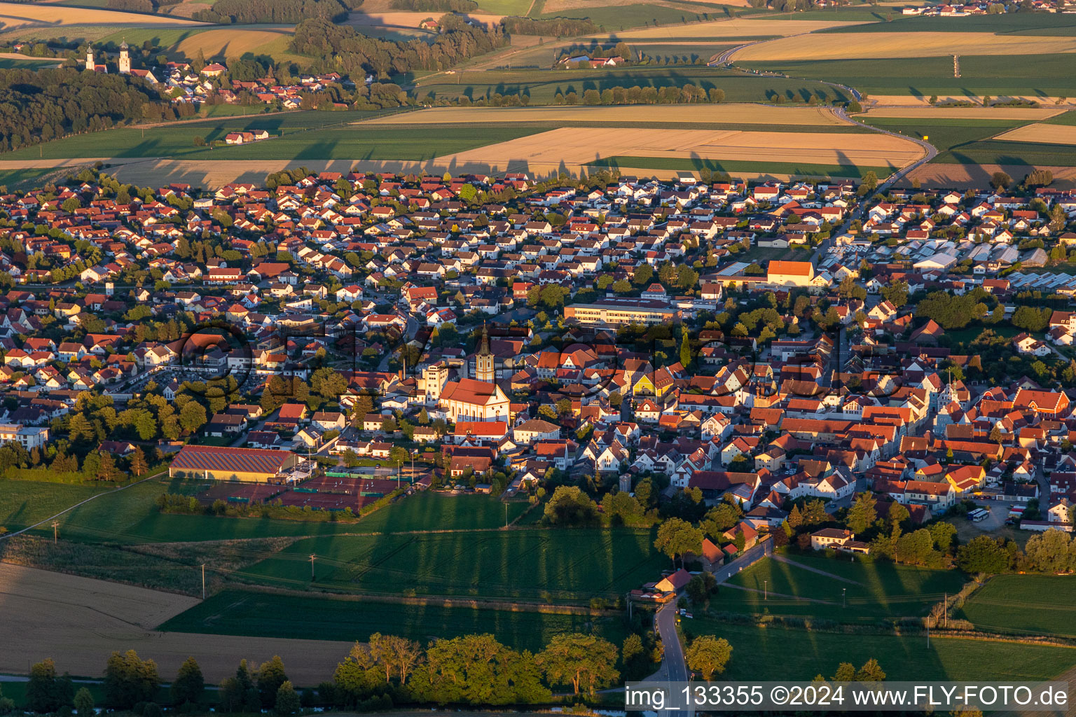 Geiselhöring in the state Bavaria, Germany from the plane