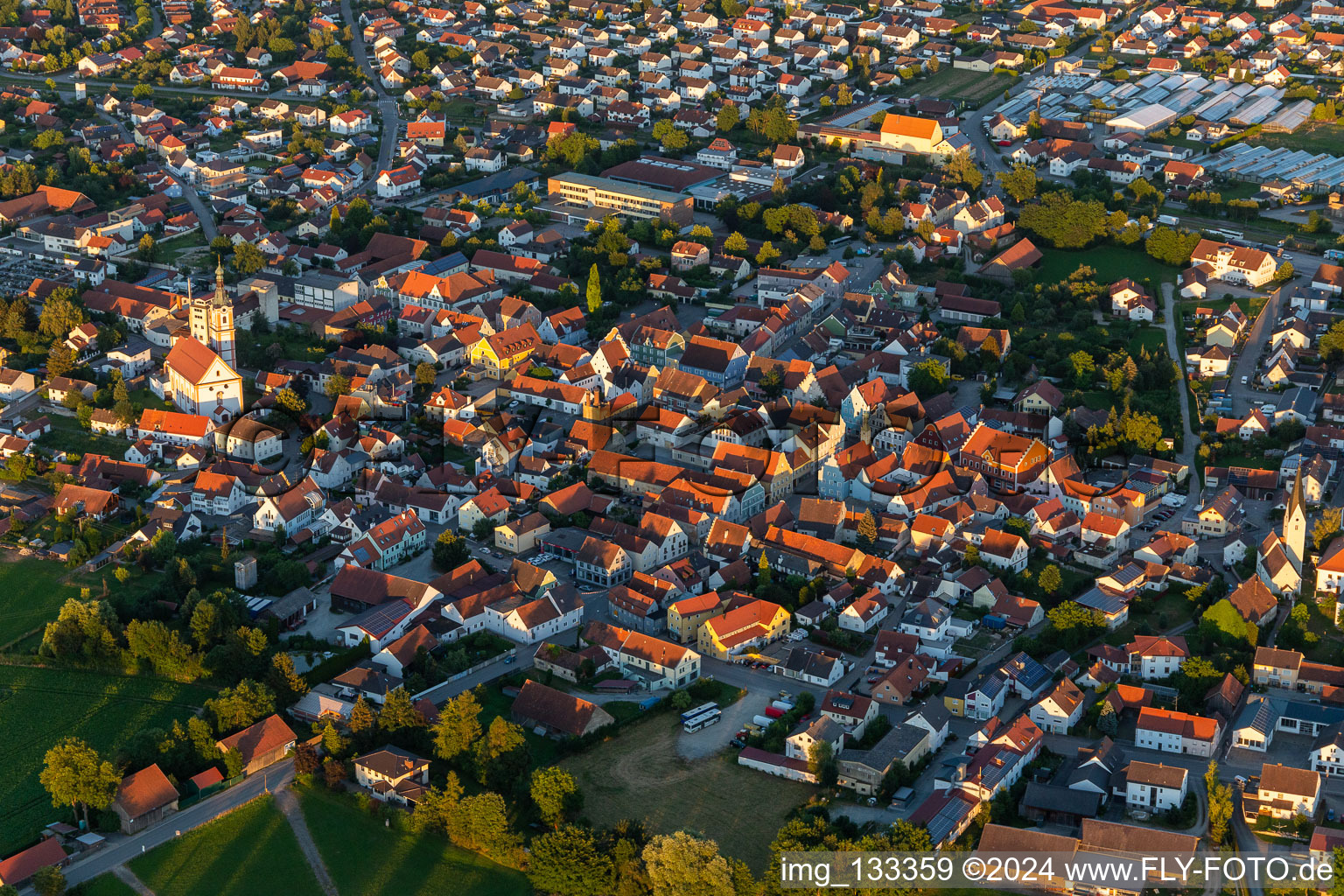 Bird's eye view of Geiselhöring in the state Bavaria, Germany