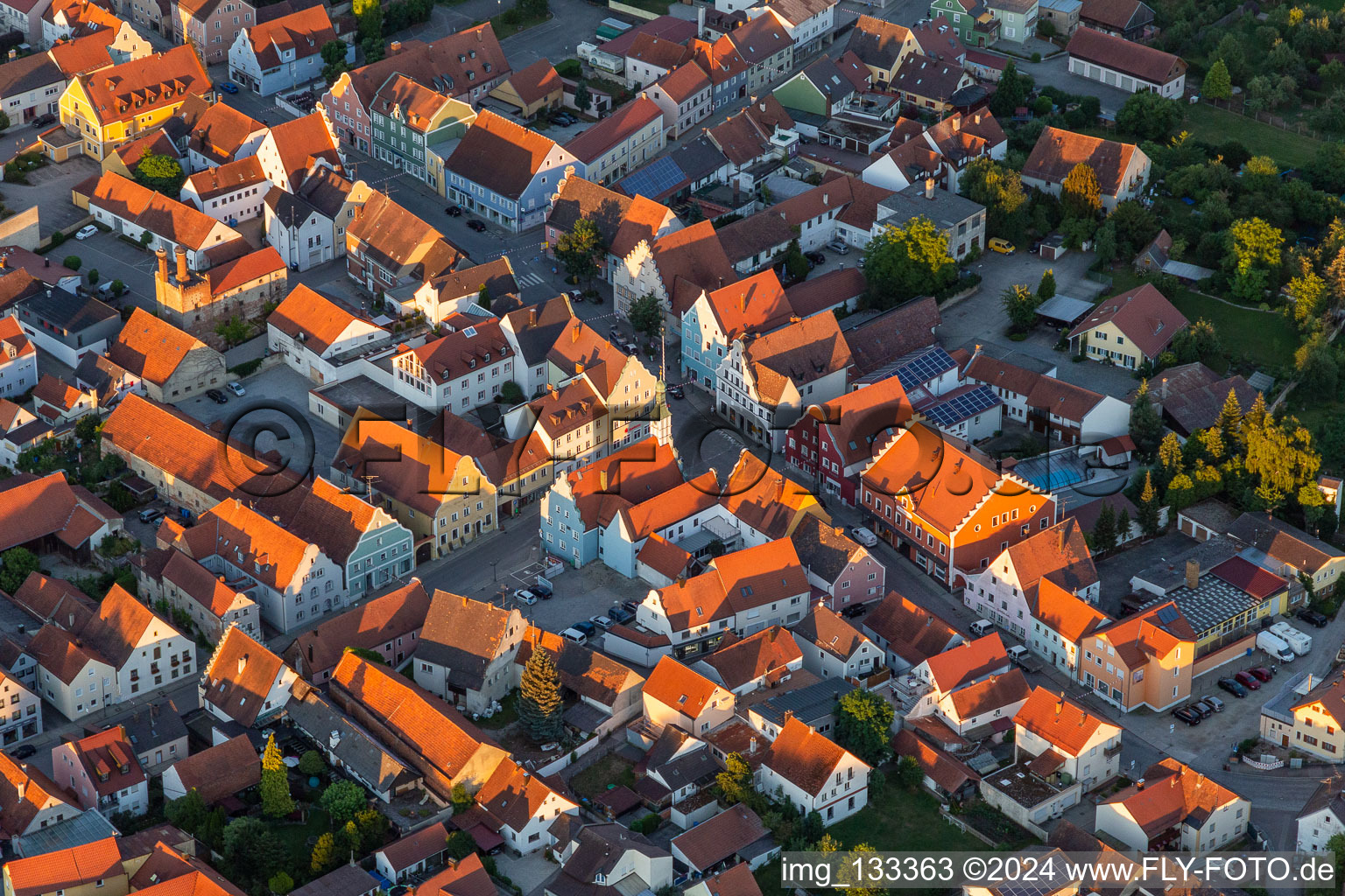 Town Square Regensburgerstrasse in Geiselhöring in the state Bavaria, Germany