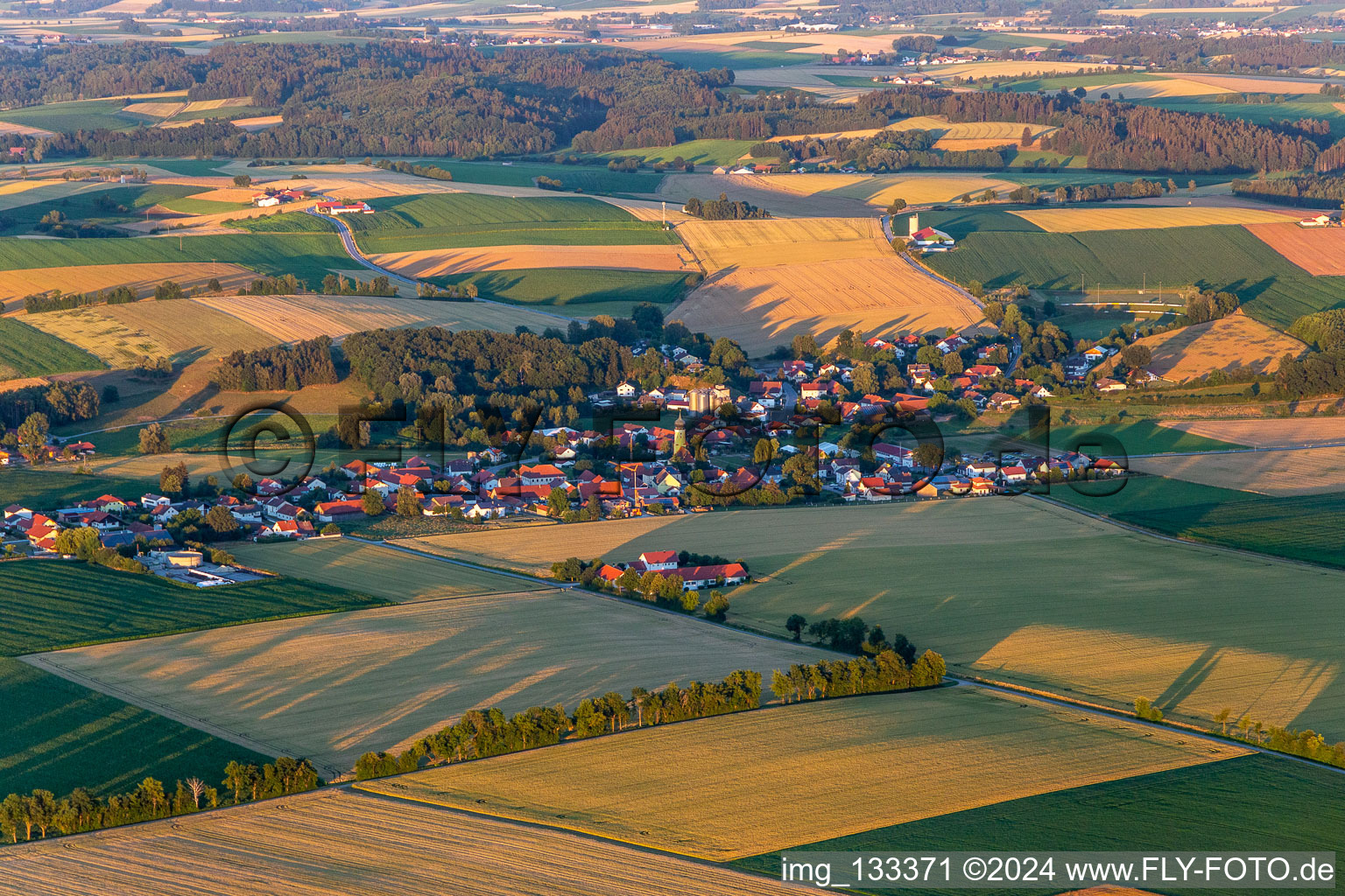 Aerial view of District Sallach in Geiselhöring in the state Bavaria, Germany