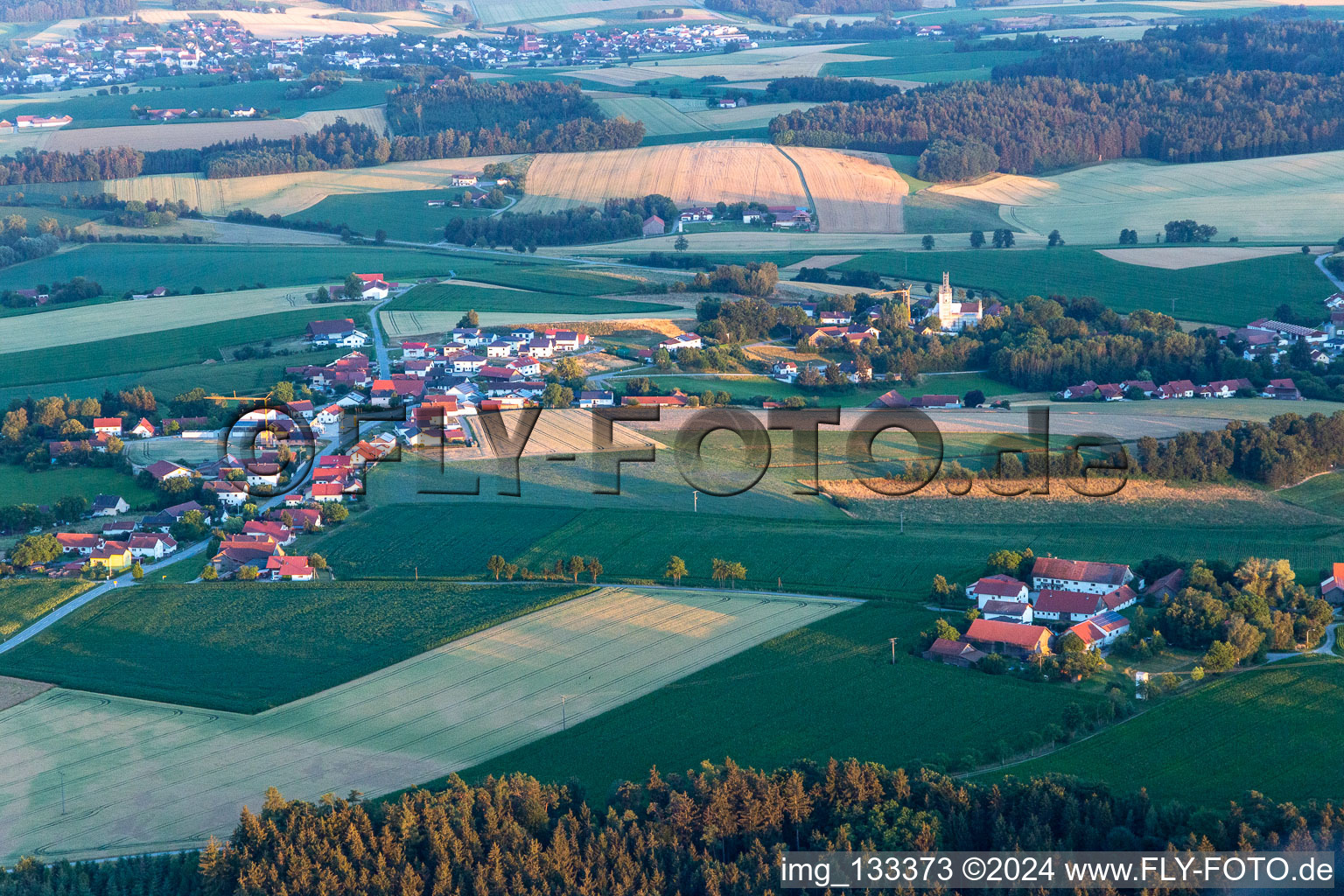 Aerial view of District Martinsbuch in Mengkofen in the state Bavaria, Germany