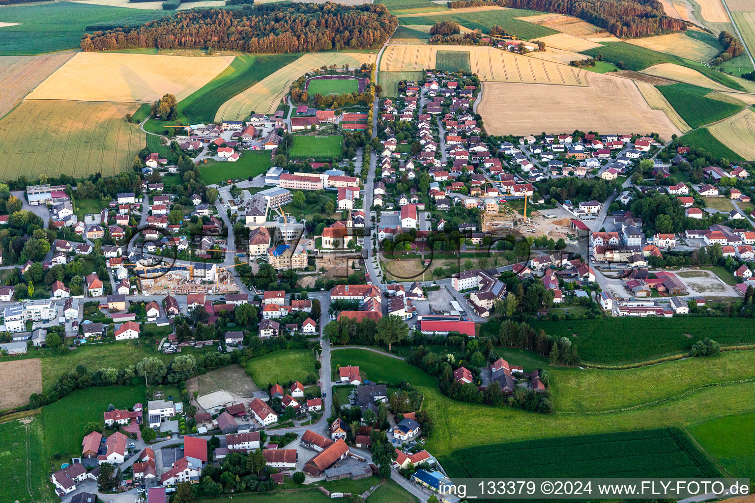 Oblique view of Mengkofen in the state Bavaria, Germany