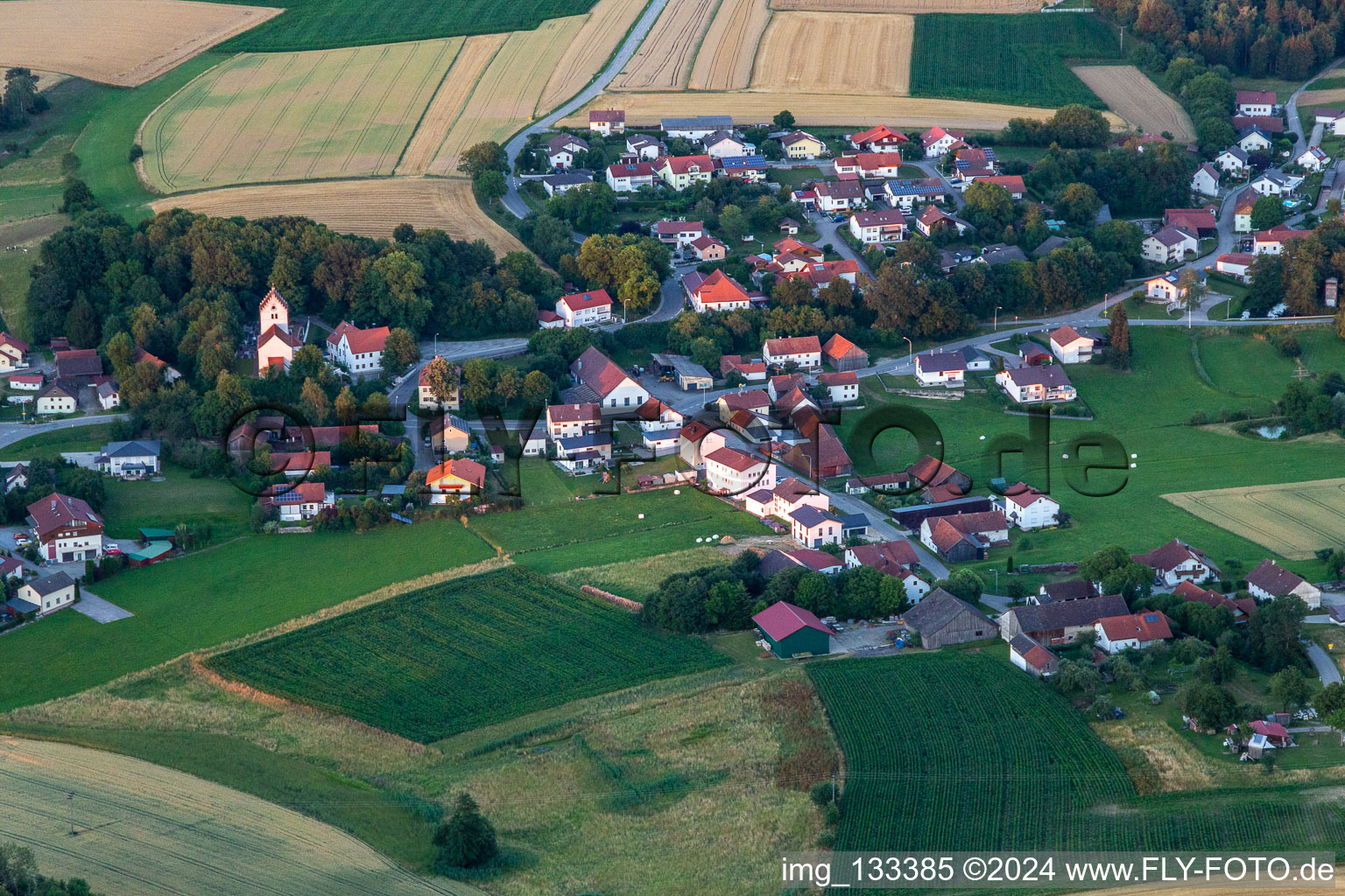 Aerial view of Tunding in Mengkofen in the state Bavaria, Germany