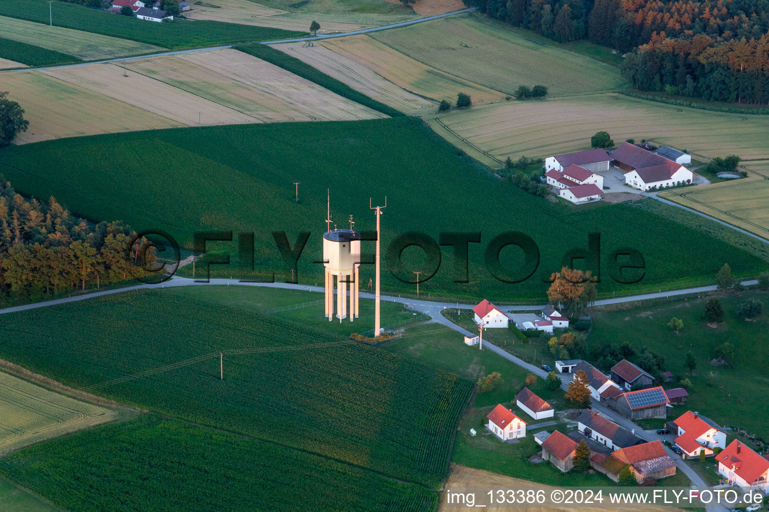 Water tower at Tunding in the district Tunding in Mengkofen in the state Bavaria, Germany