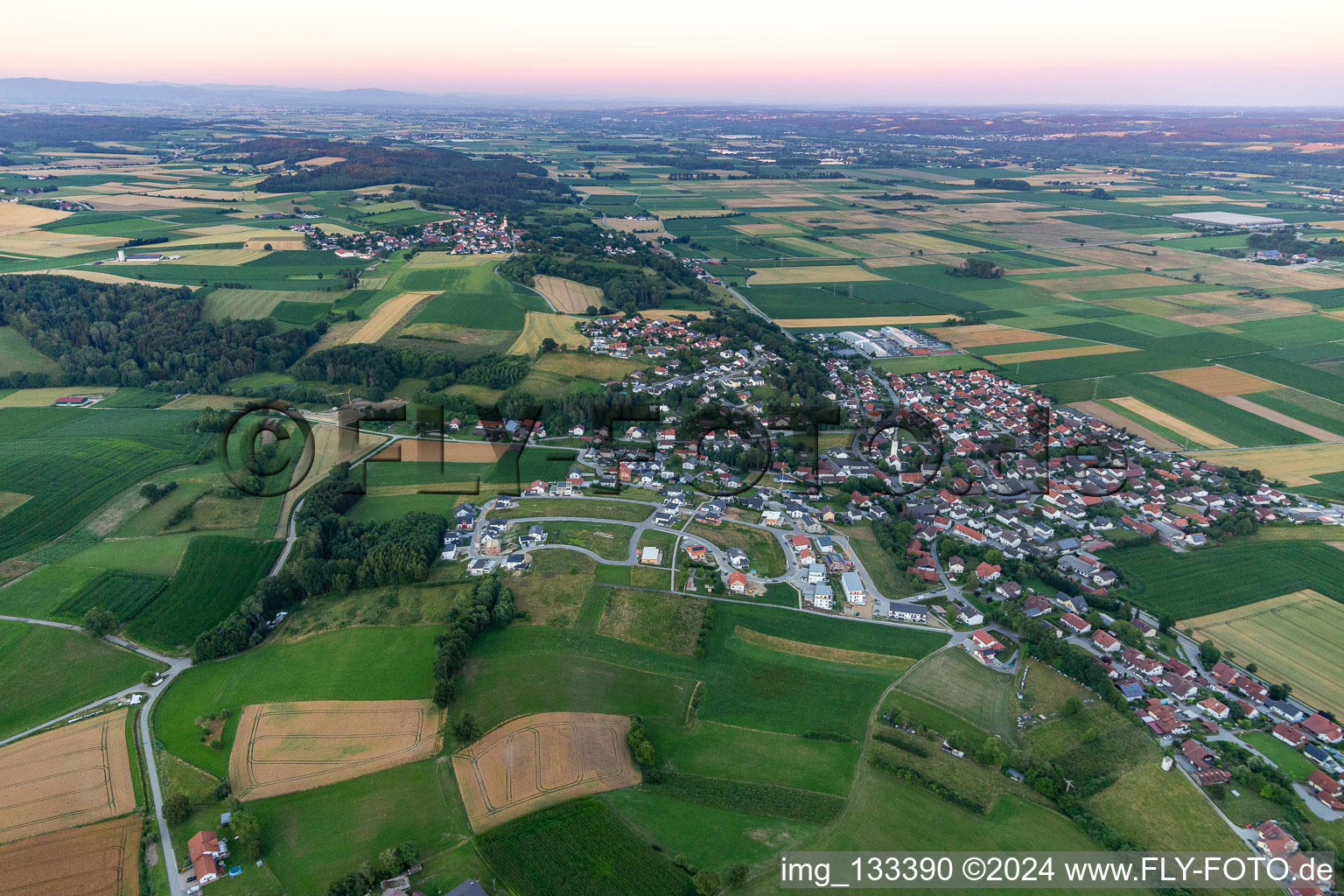 Oblique view of Moosthenning in the state Bavaria, Germany