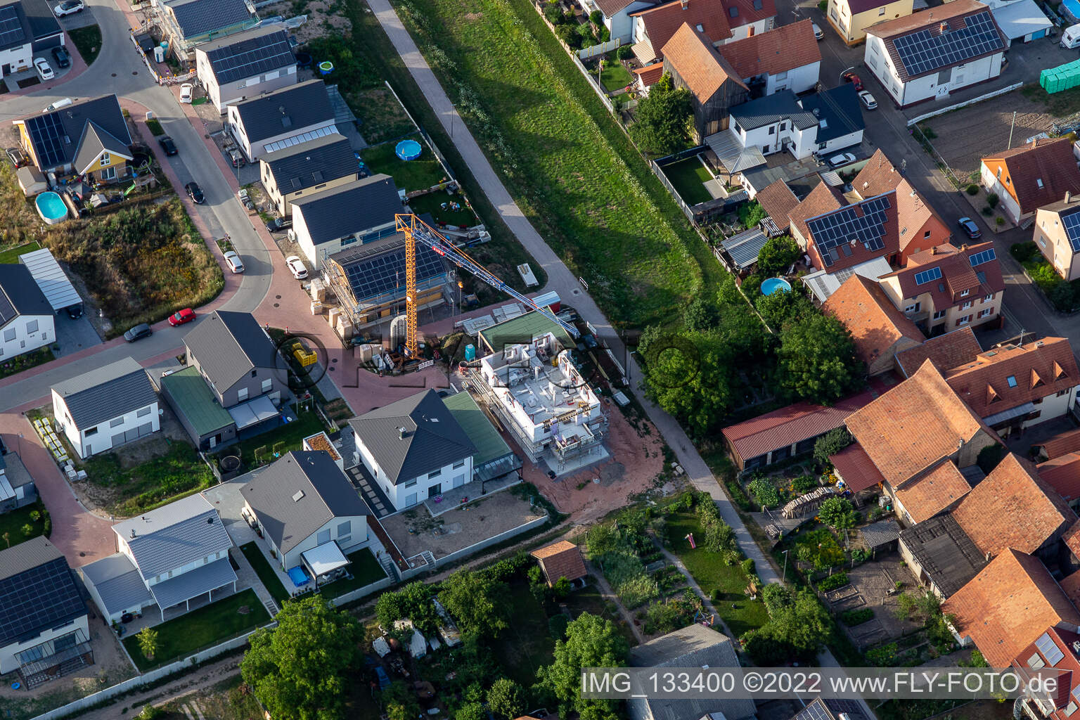 Aerial photograpy of New development area in Sandblatt in Hatzenbühl in the state Rhineland-Palatinate, Germany