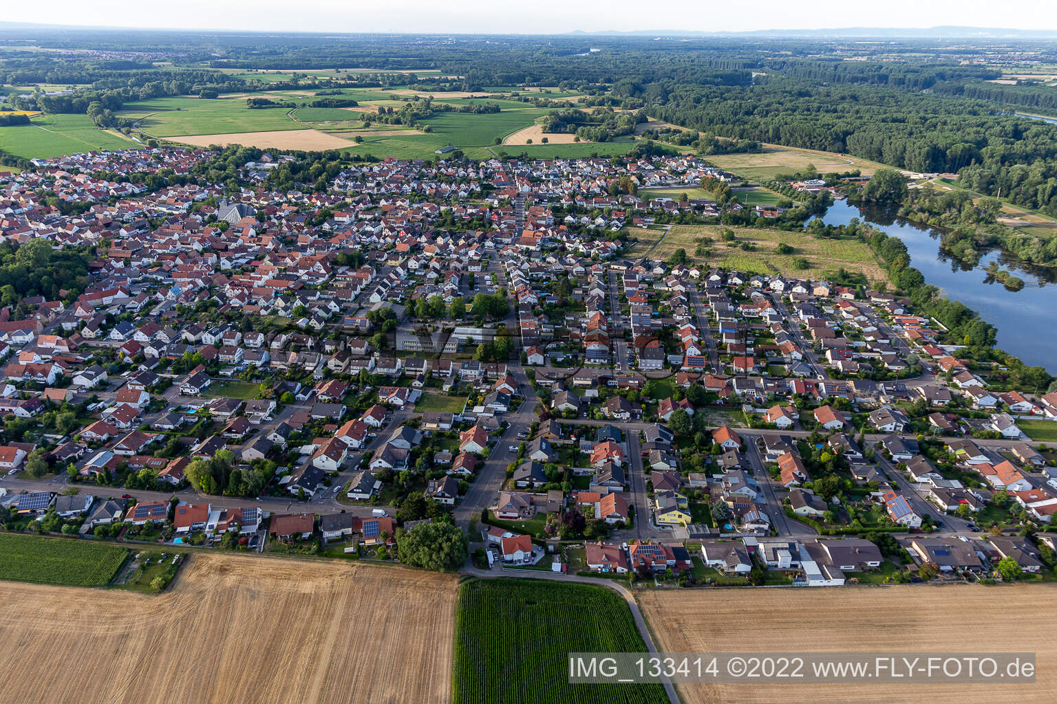 Leimersheim in the state Rhineland-Palatinate, Germany from above