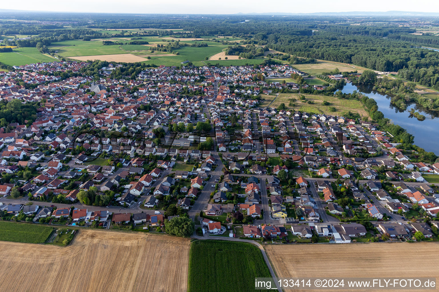 Leimersheim in the state Rhineland-Palatinate, Germany from above