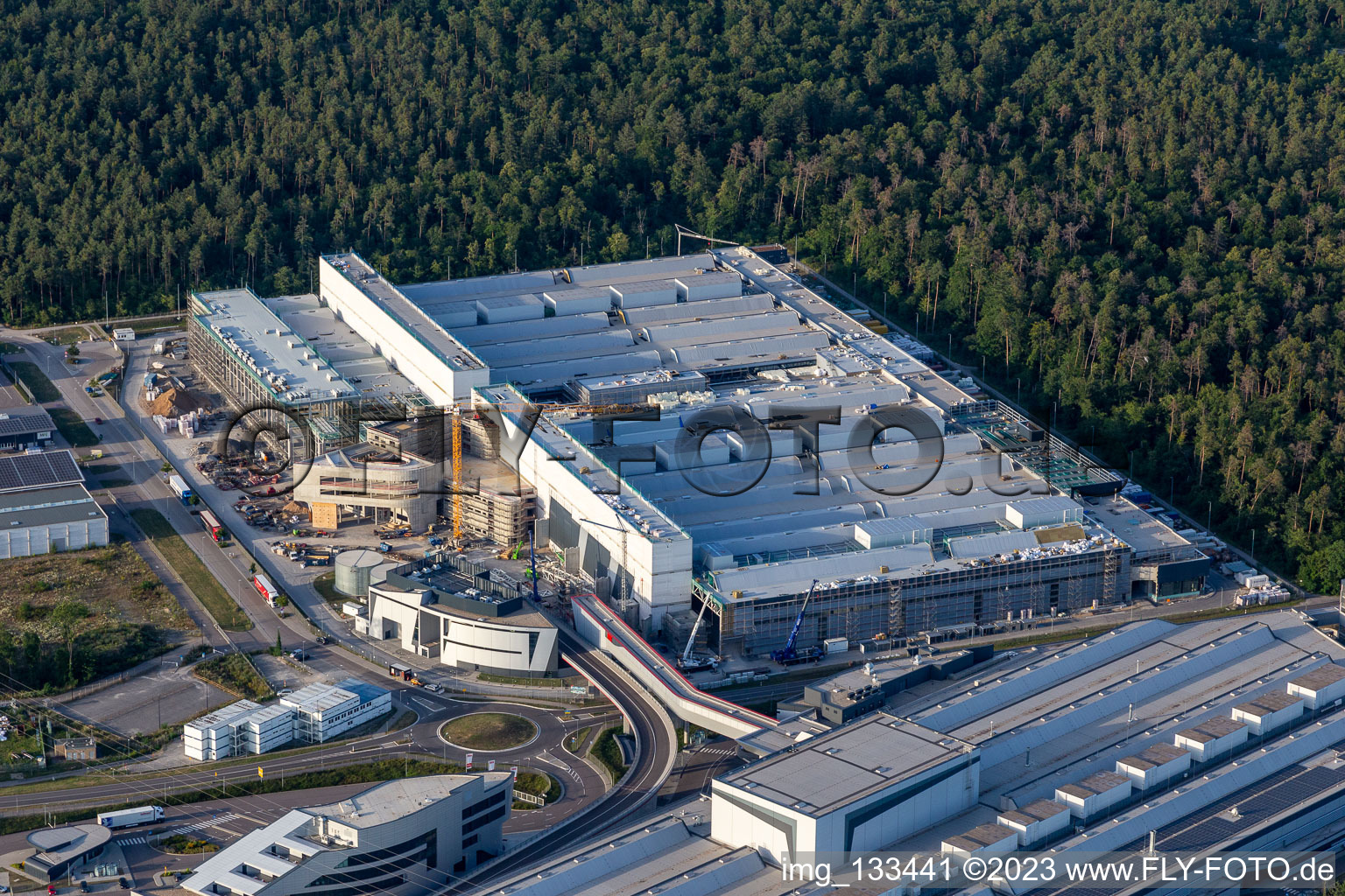 SEW-EURODRIVE GmbH & Co KG – manufacturing plant and SCC mechanics/mechatronics in the district Graben in Graben-Neudorf in the state Baden-Wuerttemberg, Germany out of the air