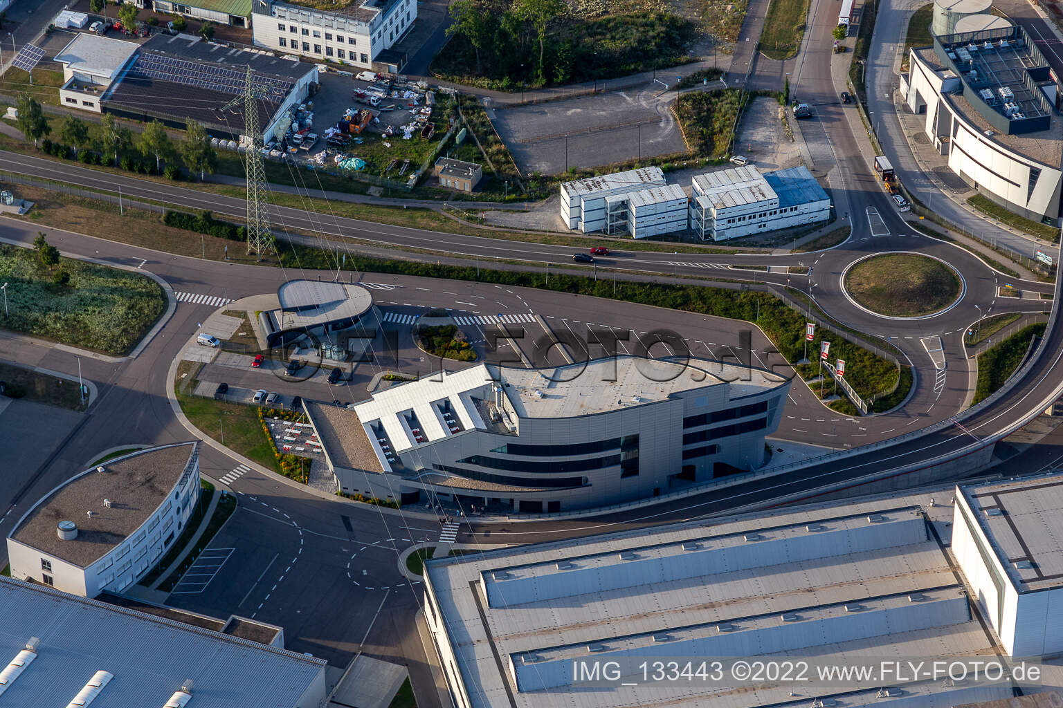 SEW-EURODRIVE GmbH & Co KG – Manufacturing plant and SCC mechanics/mechatronics in the district Graben in Graben-Neudorf in the state Baden-Wuerttemberg, Germany from the plane