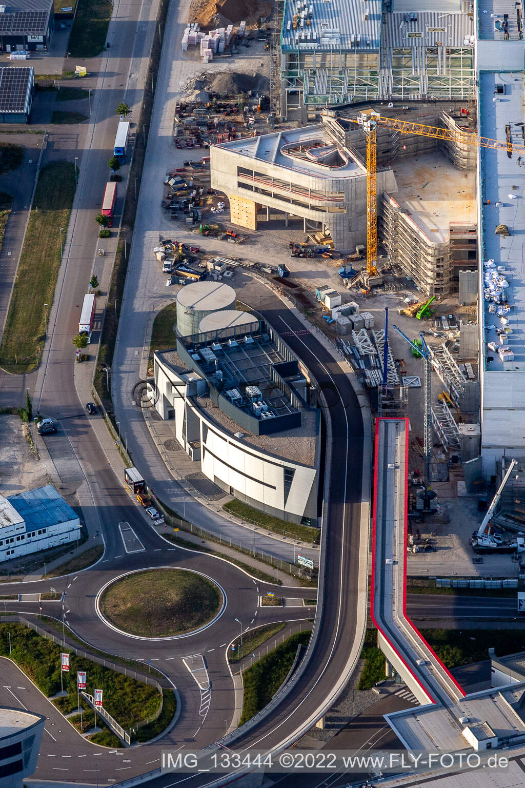 Bird's eye view of SEW-EURODRIVE GmbH & Co KG – manufacturing plant and SCC mechanics/mechatronics in the district Graben in Graben-Neudorf in the state Baden-Wuerttemberg, Germany