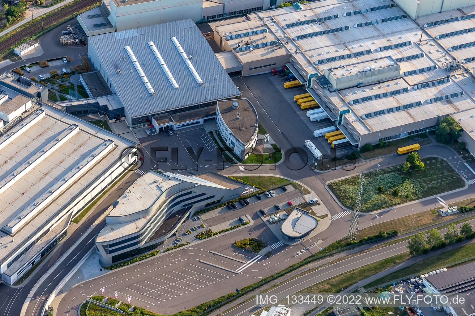 Drone recording of SEW-EURODRIVE GmbH & Co KG – manufacturing plant and SCC mechanics/mechatronics in the district Graben in Graben-Neudorf in the state Baden-Wuerttemberg, Germany