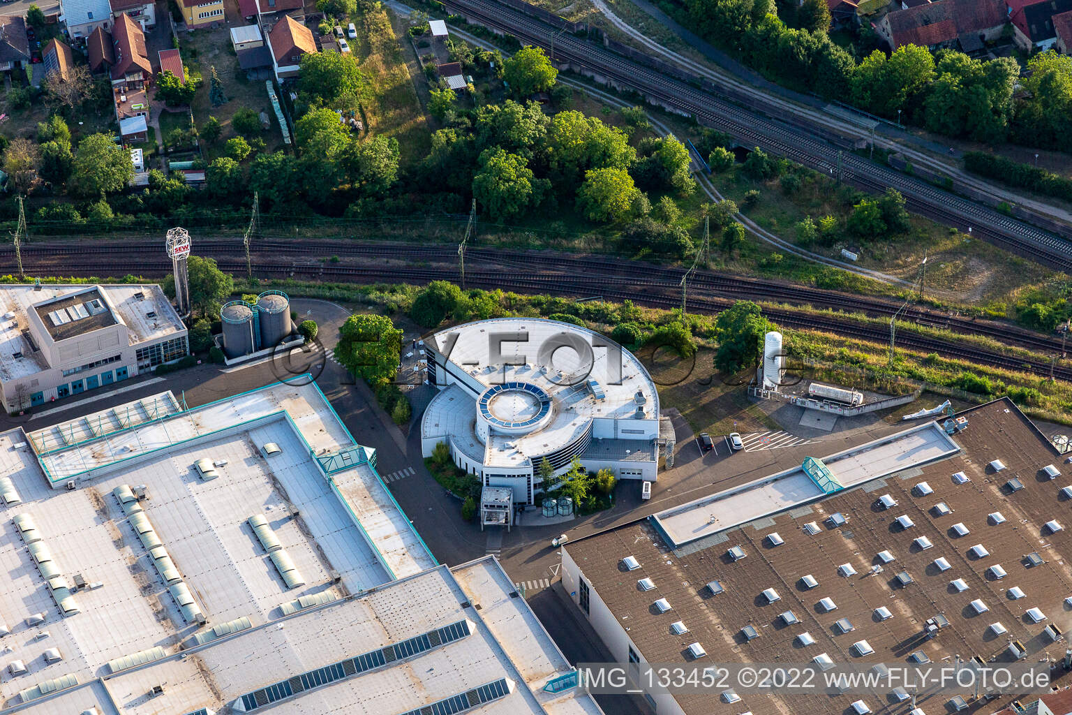 SEW-EURODRIVE GmbH & Co KG – manufacturing plant and SCC mechanics/mechatronics in the district Graben in Graben-Neudorf in the state Baden-Wuerttemberg, Germany from a drone