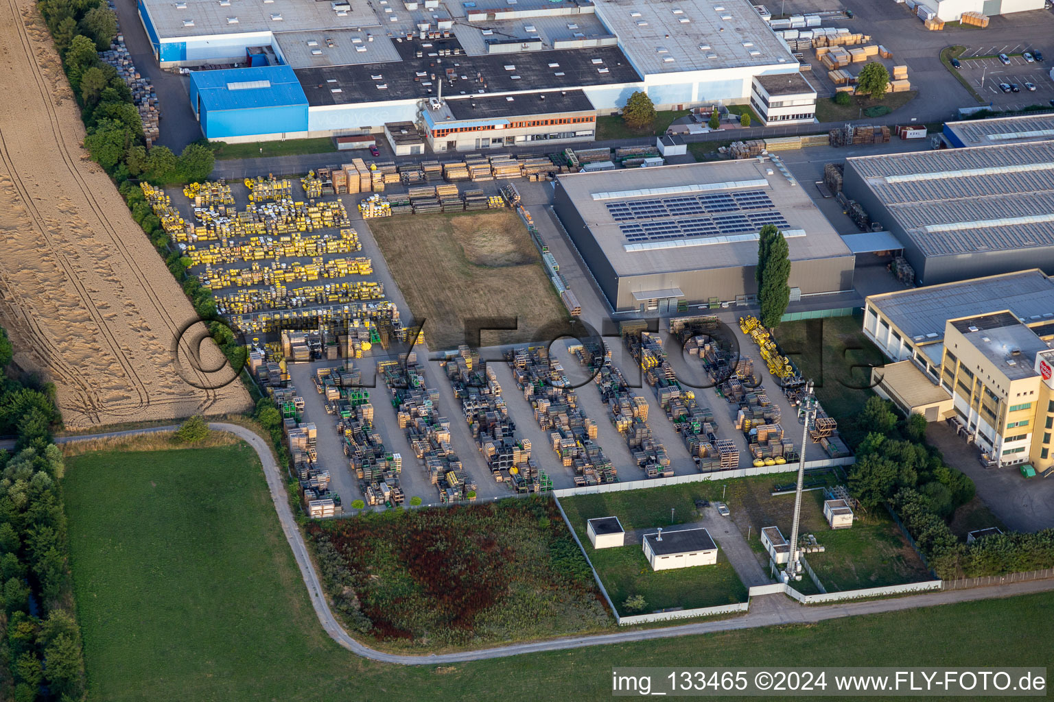 Aerial view of UPM Biocomposites in Bruchsal in the state Baden-Wuerttemberg, Germany