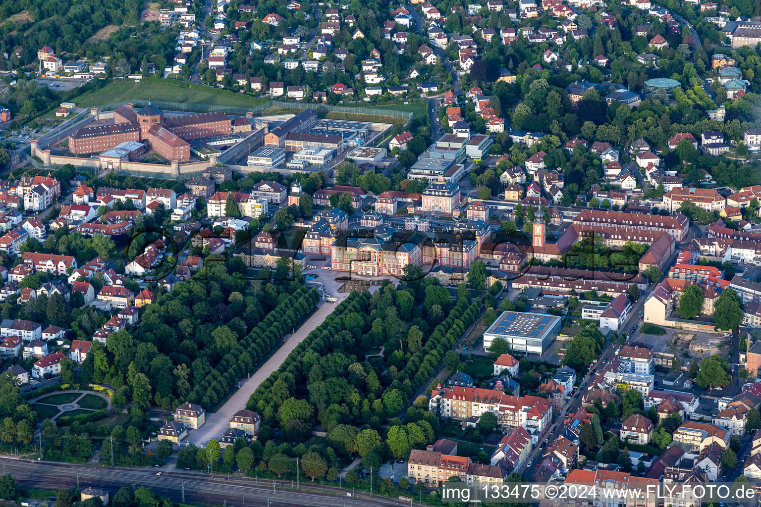 Castle and castle garden Bruchsal in Bruchsal in the state Baden-Wuerttemberg, Germany