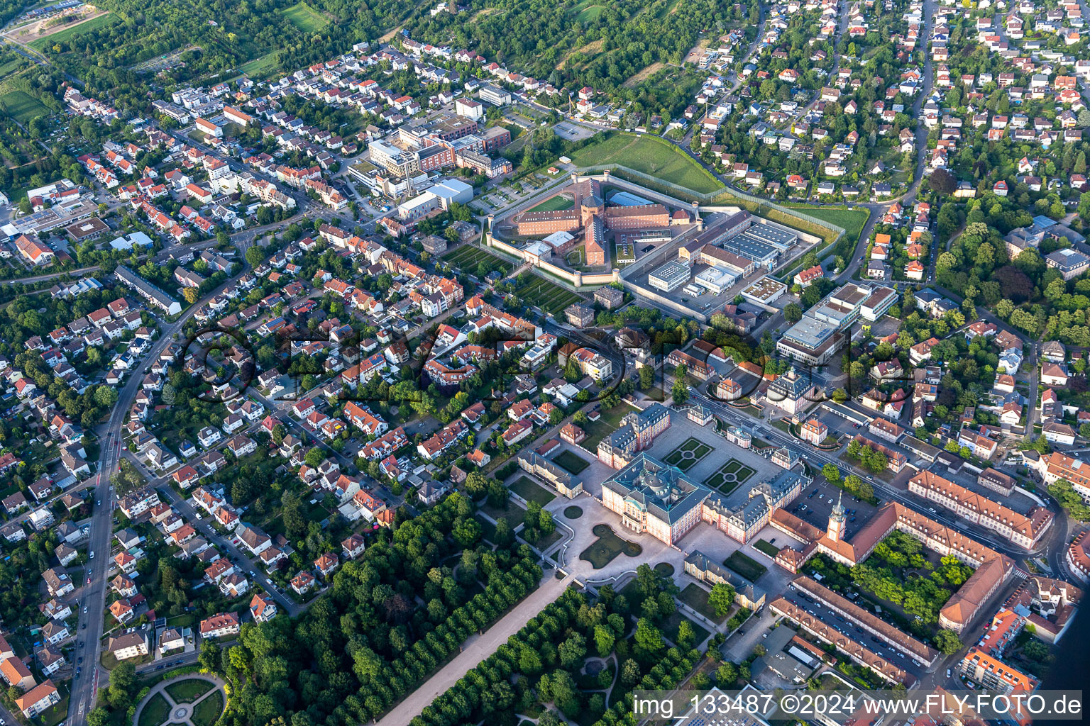 Aerial view of Correctional facility Bruchsal in Bruchsal in the state Baden-Wuerttemberg, Germany