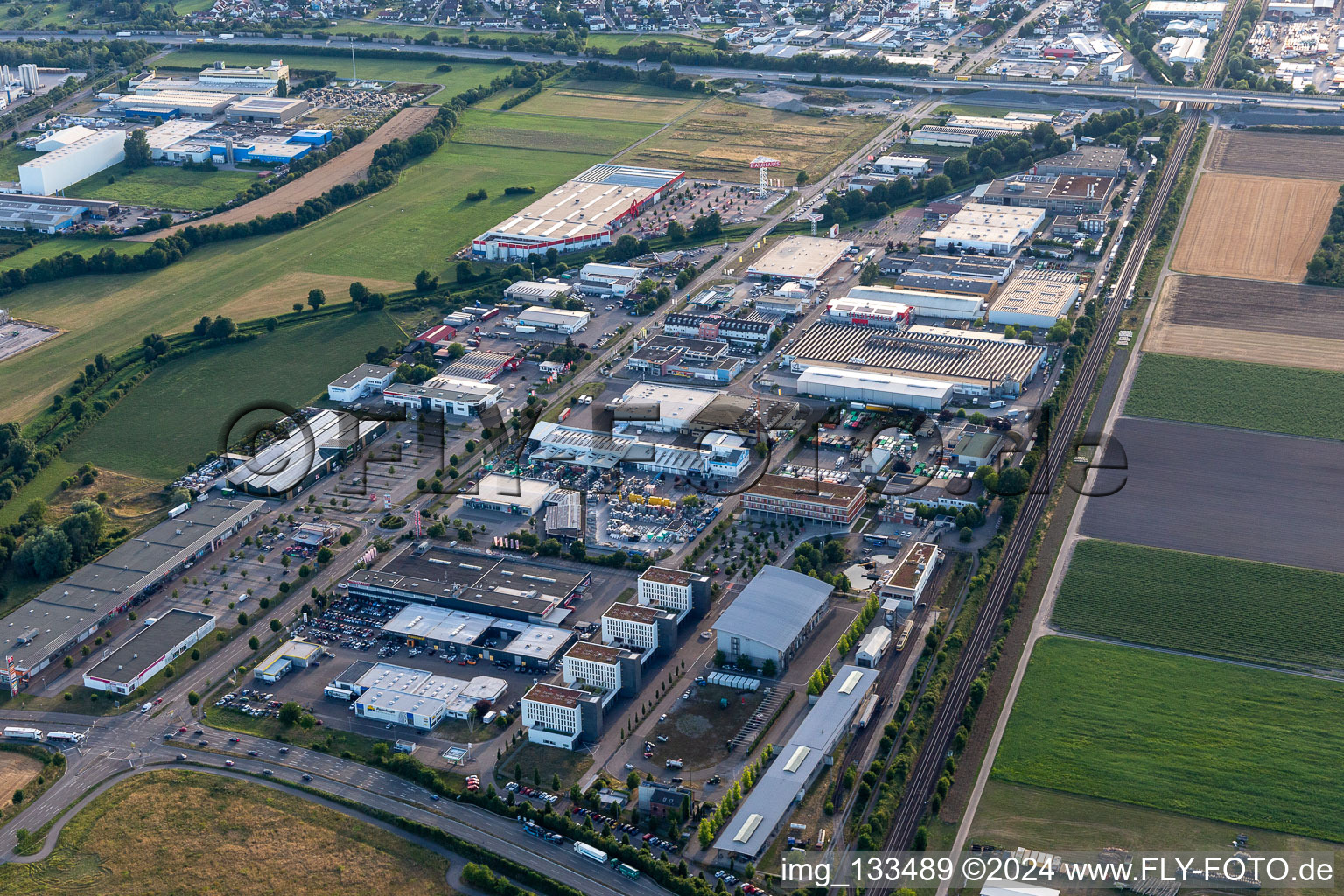 Industrial area Am Mantel in Bruchsal in the state Baden-Wuerttemberg, Germany