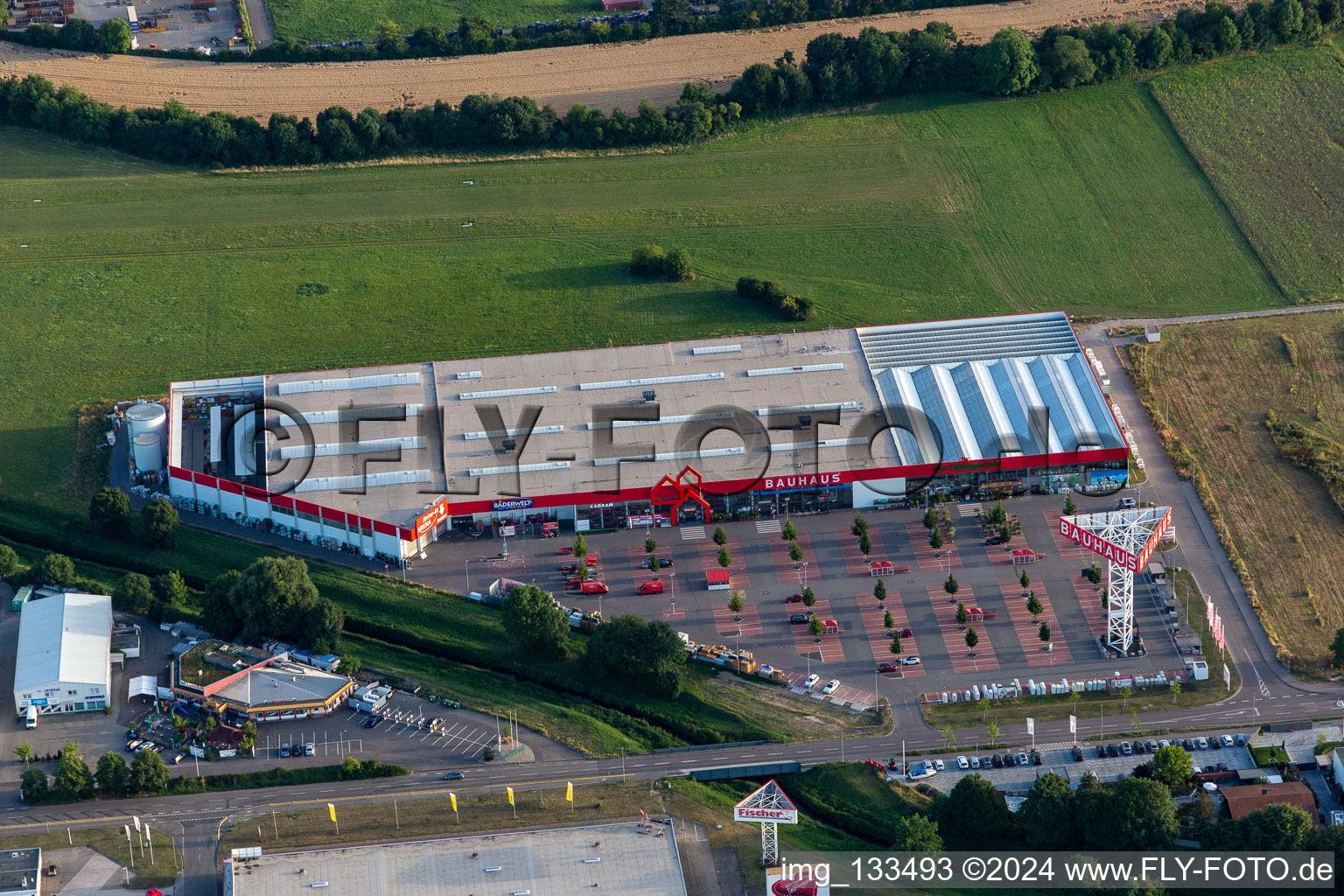 Aerial view of BAUHAUS Bruchsal in Bruchsal in the state Baden-Wuerttemberg, Germany