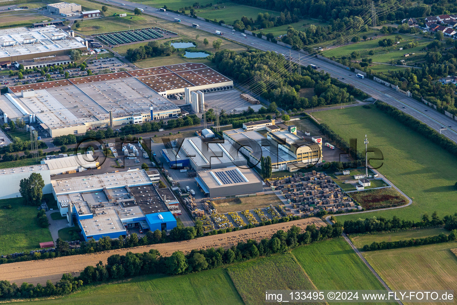 Aerial photograpy of UPM Biocomposites in Bruchsal in the state Baden-Wuerttemberg, Germany