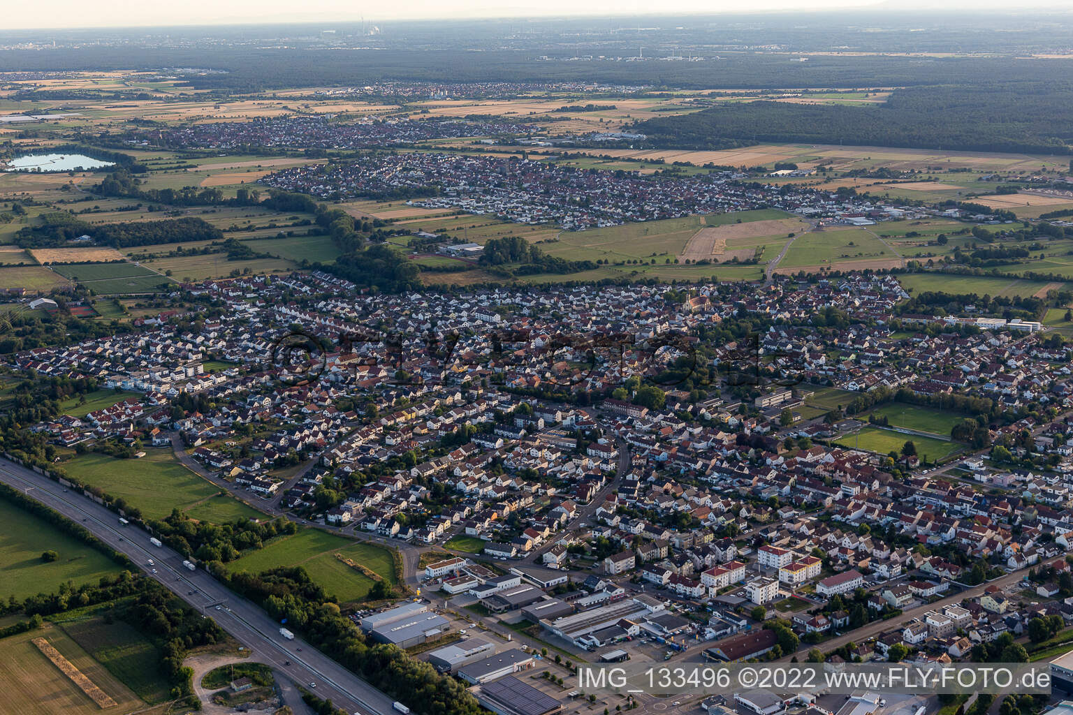 District Karlsdorf in Karlsdorf-Neuthard in the state Baden-Wuerttemberg, Germany from above