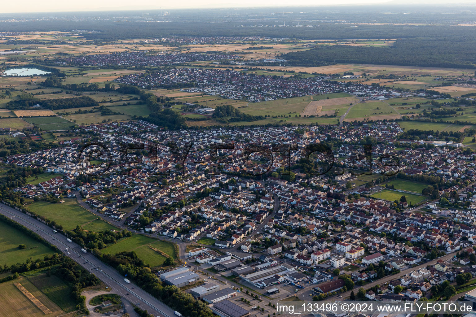 District Karlsdorf in Karlsdorf-Neuthard in the state Baden-Wuerttemberg, Germany from above