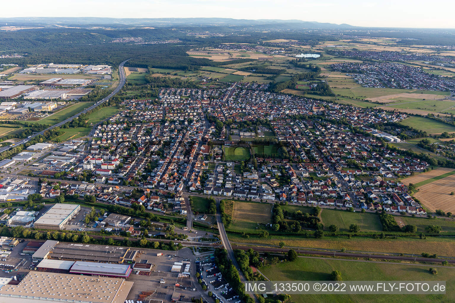 District Karlsdorf in Karlsdorf-Neuthard in the state Baden-Wuerttemberg, Germany out of the air