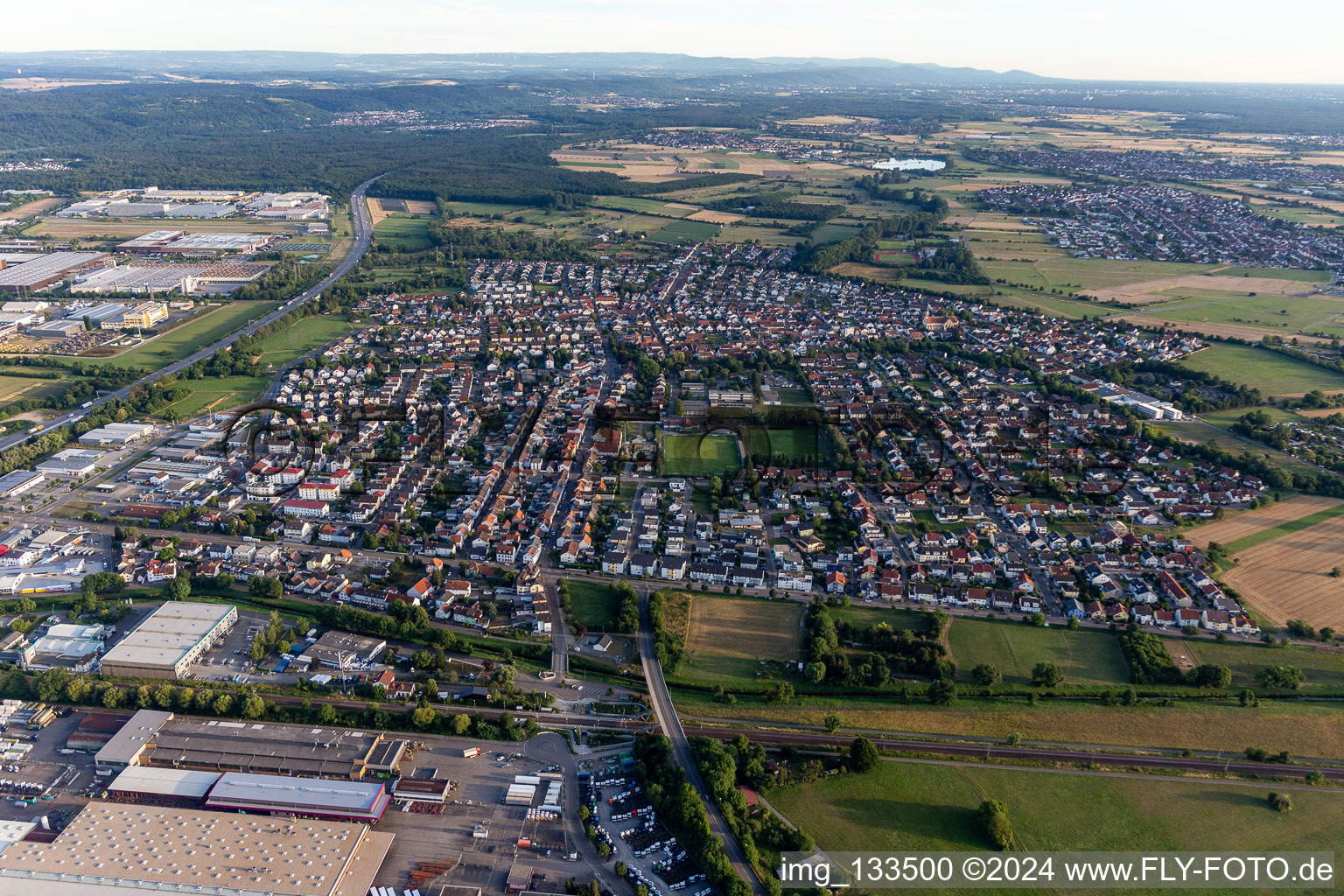 District Karlsdorf in Karlsdorf-Neuthard in the state Baden-Wuerttemberg, Germany out of the air