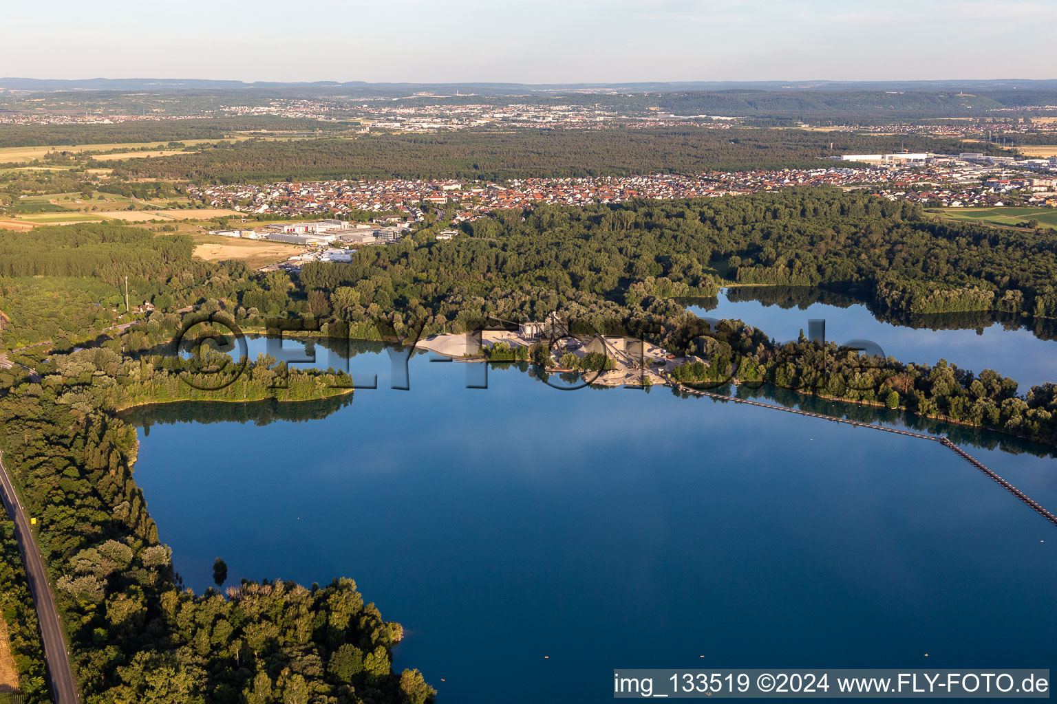 Swimming lake Huttenheim in the district Huttenheim in Philippsburg in the state Baden-Wuerttemberg, Germany