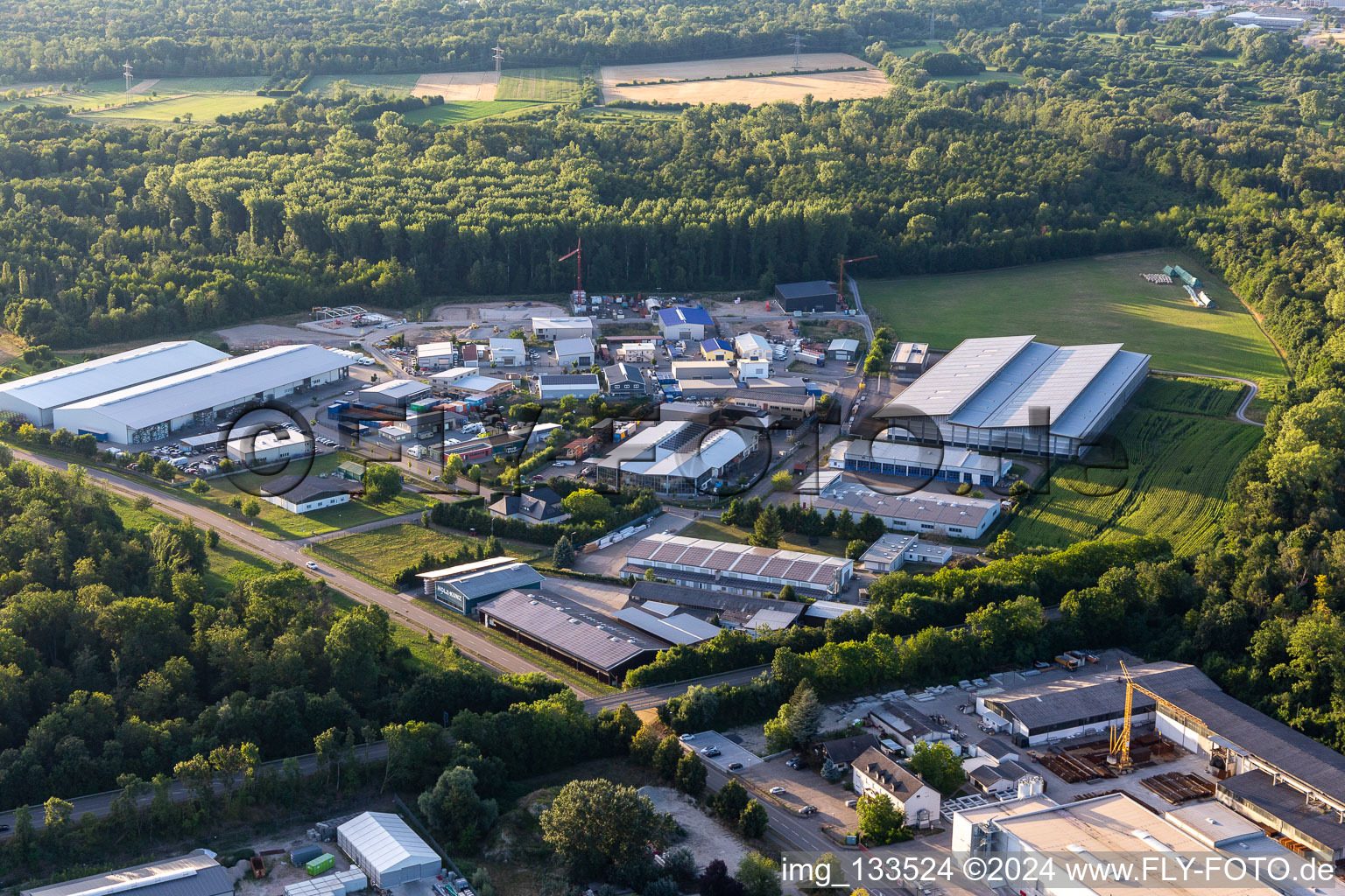 Industrial area in Horrenfeld Huttenheim in the district Huttenheim in Philippsburg in the state Baden-Wuerttemberg, Germany