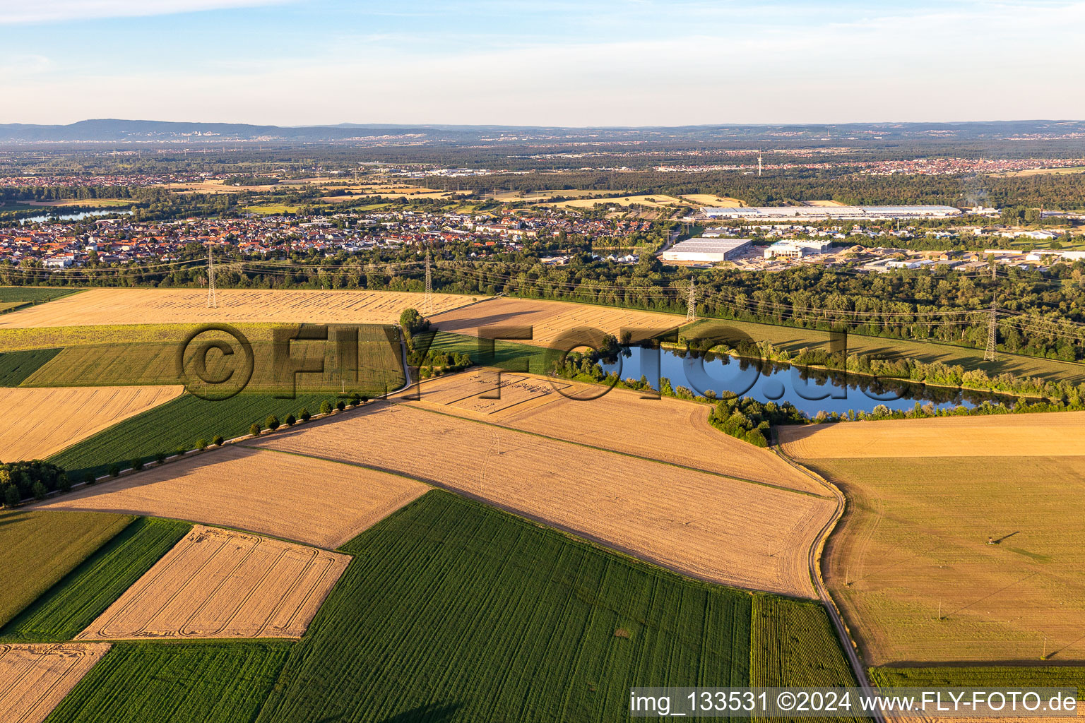 Philippsburg in the state Baden-Wuerttemberg, Germany from the drone perspective