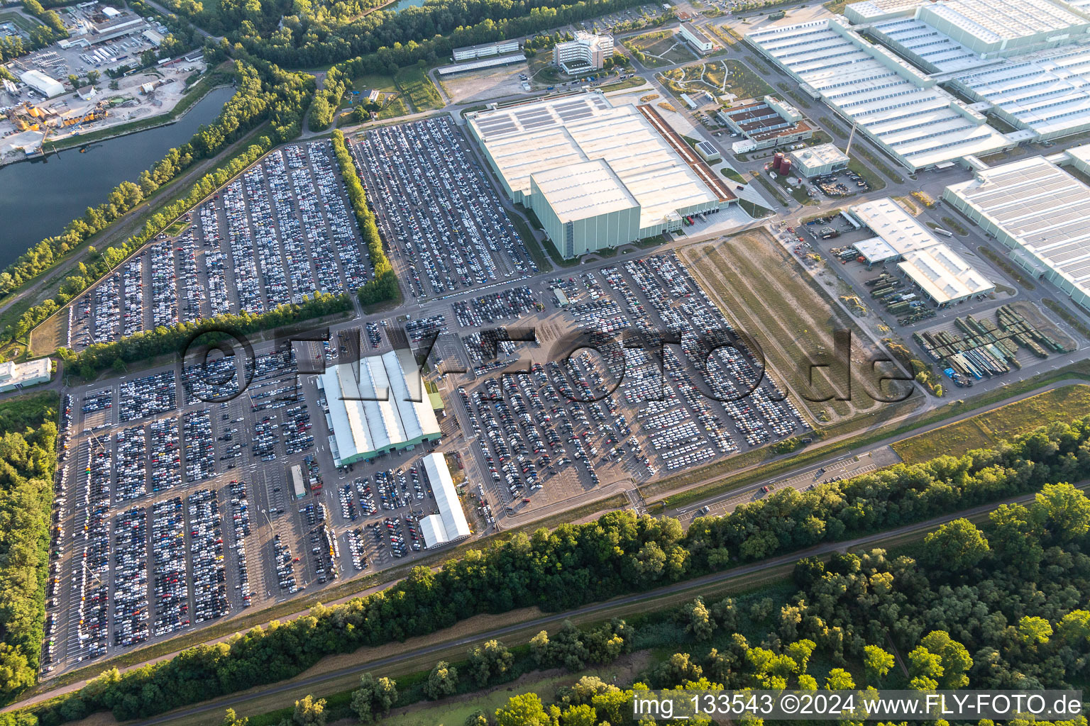 Mercedes-Benz Global Logistics Center on the island of Green in Germersheim in the state Rhineland-Palatinate, Germany