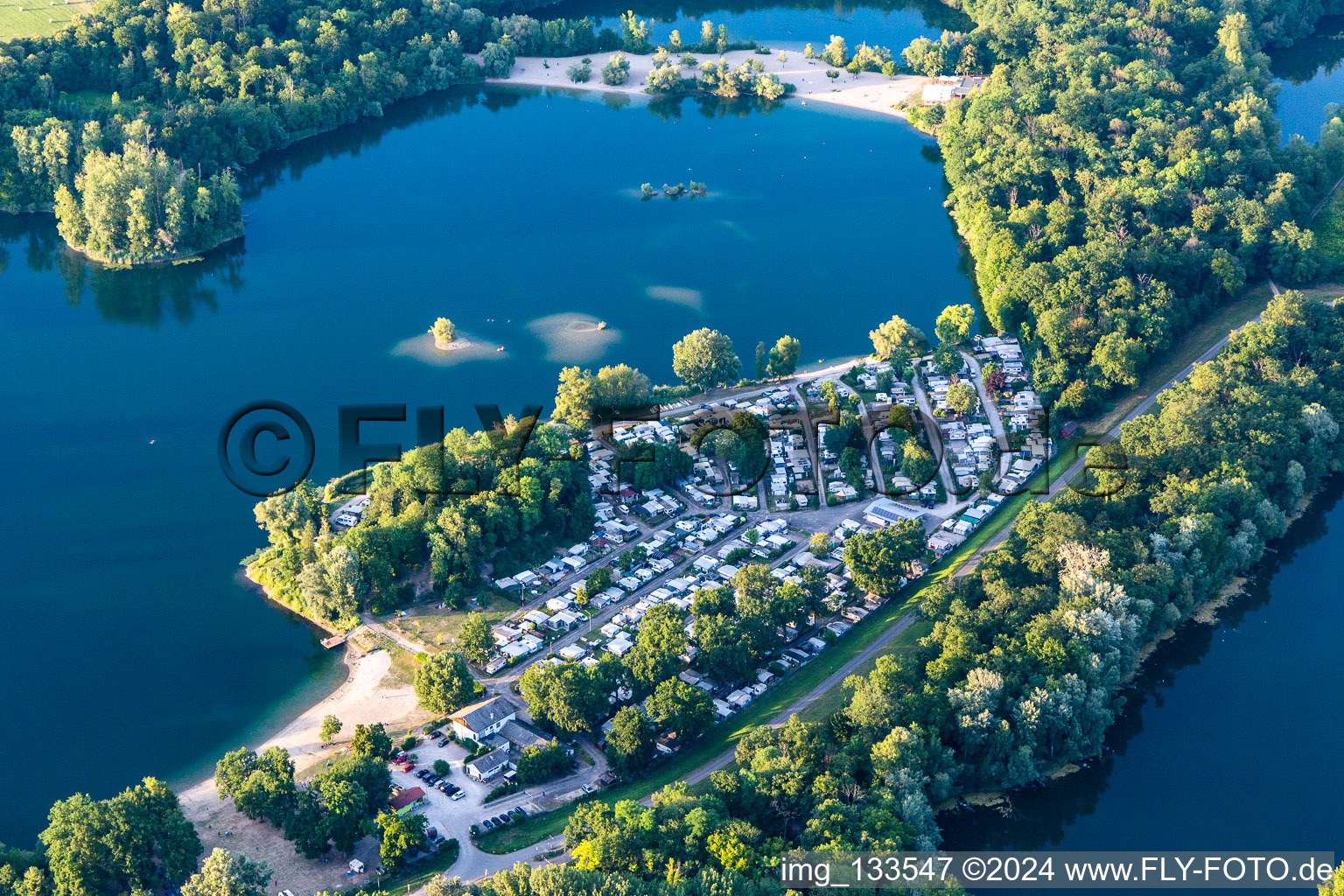 Swimming lake Lingenfeld in Lingenfeld in the state Rhineland-Palatinate, Germany