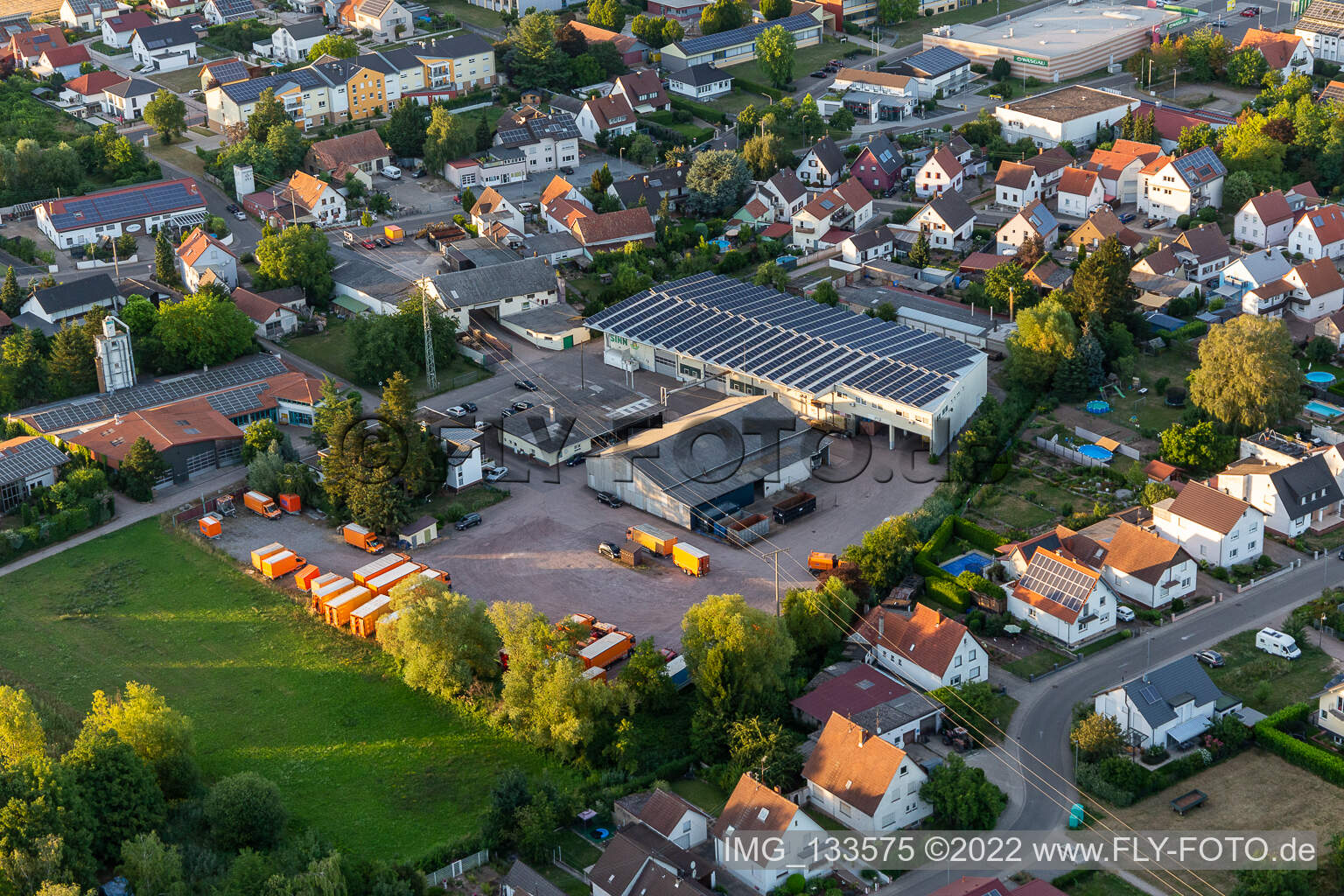 Aerial view of Kasper Wohndesign-Outlet GmbH in Lustadt in the state Rhineland-Palatinate, Germany