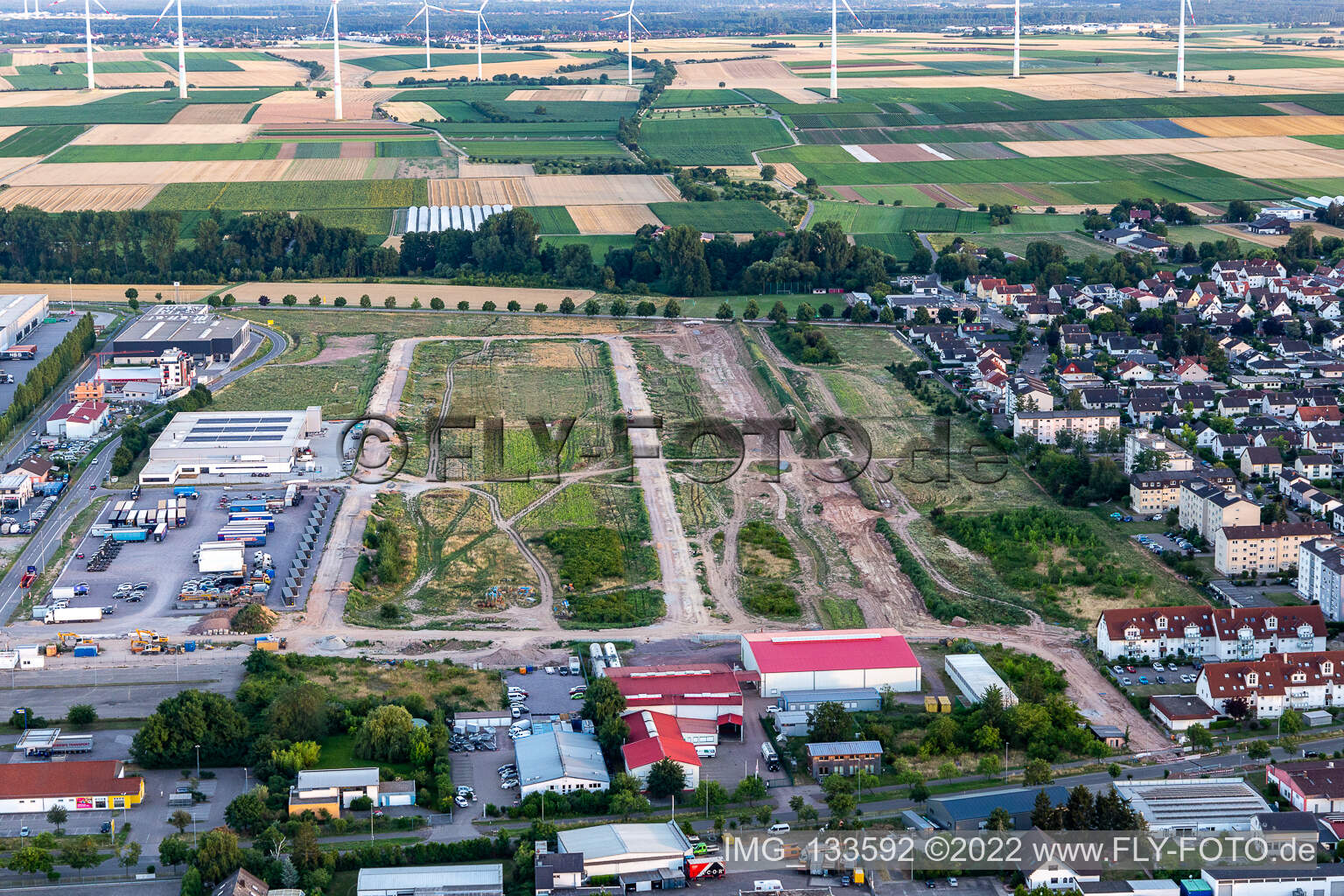 Interpark business park expansion area in Offenbach an der Queich in the state Rhineland-Palatinate, Germany