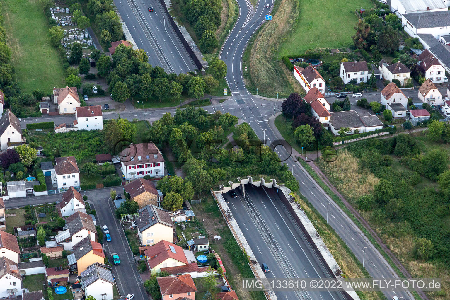 Underpass of the A65 at AS Landau-Zentrum in the district Queichheim in Landau in der Pfalz in the state Rhineland-Palatinate, Germany