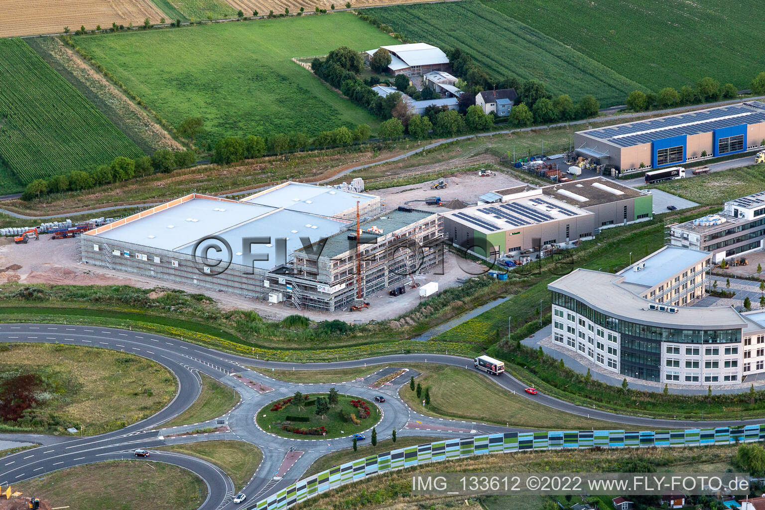Business park at the exhibition center in the district Queichheim in Landau in der Pfalz in the state Rhineland-Palatinate, Germany out of the air