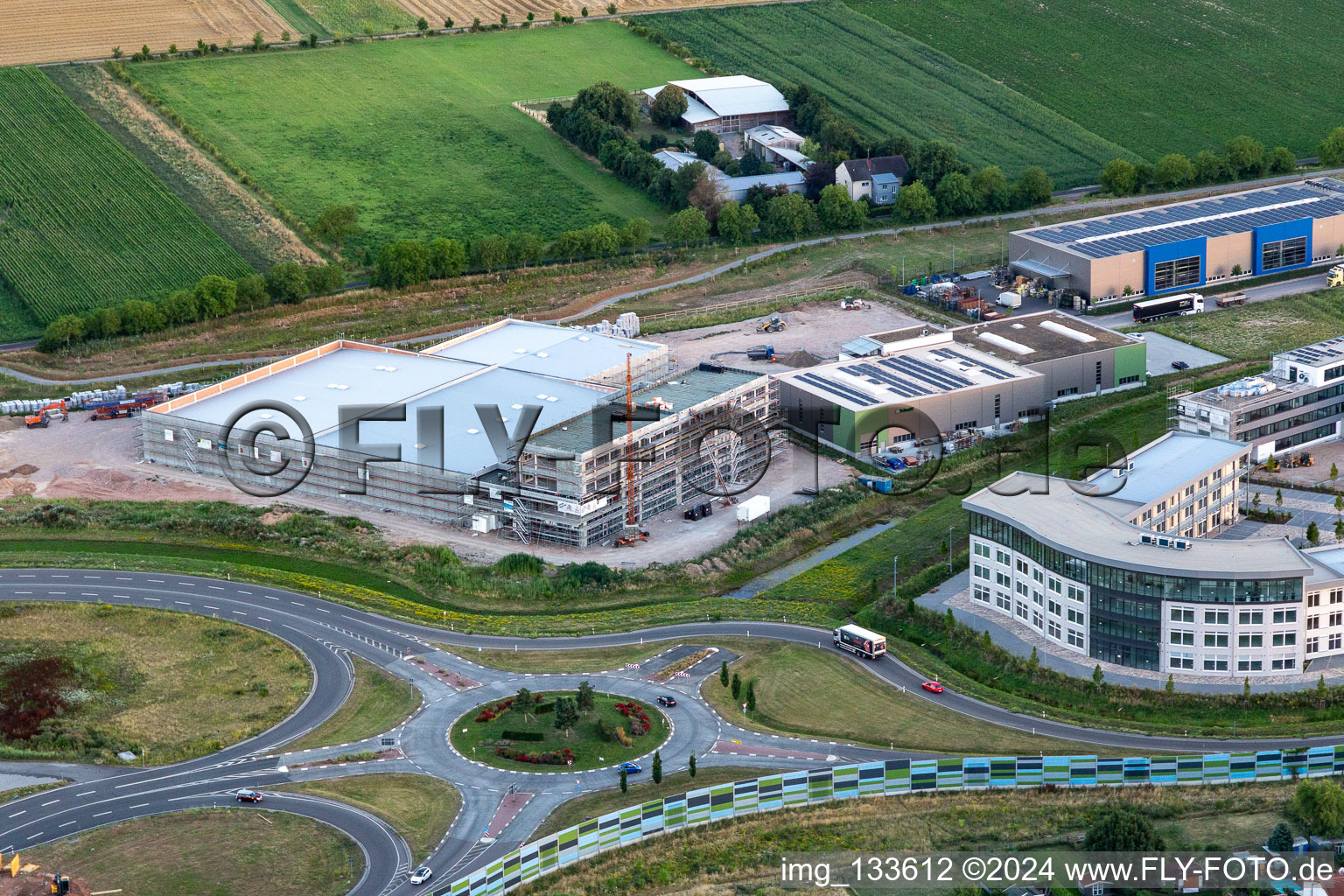 Business park at the exhibition grounds in the district Queichheim in Landau in der Pfalz in the state Rhineland-Palatinate, Germany out of the air