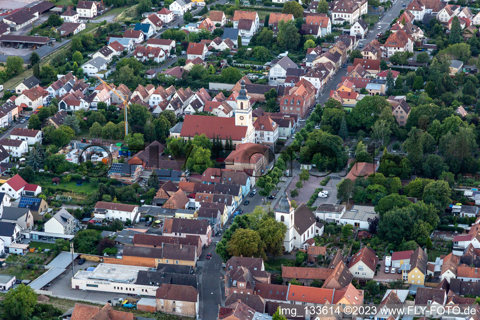 District Queichheim in Landau in der Pfalz in the state Rhineland-Palatinate, Germany from the plane