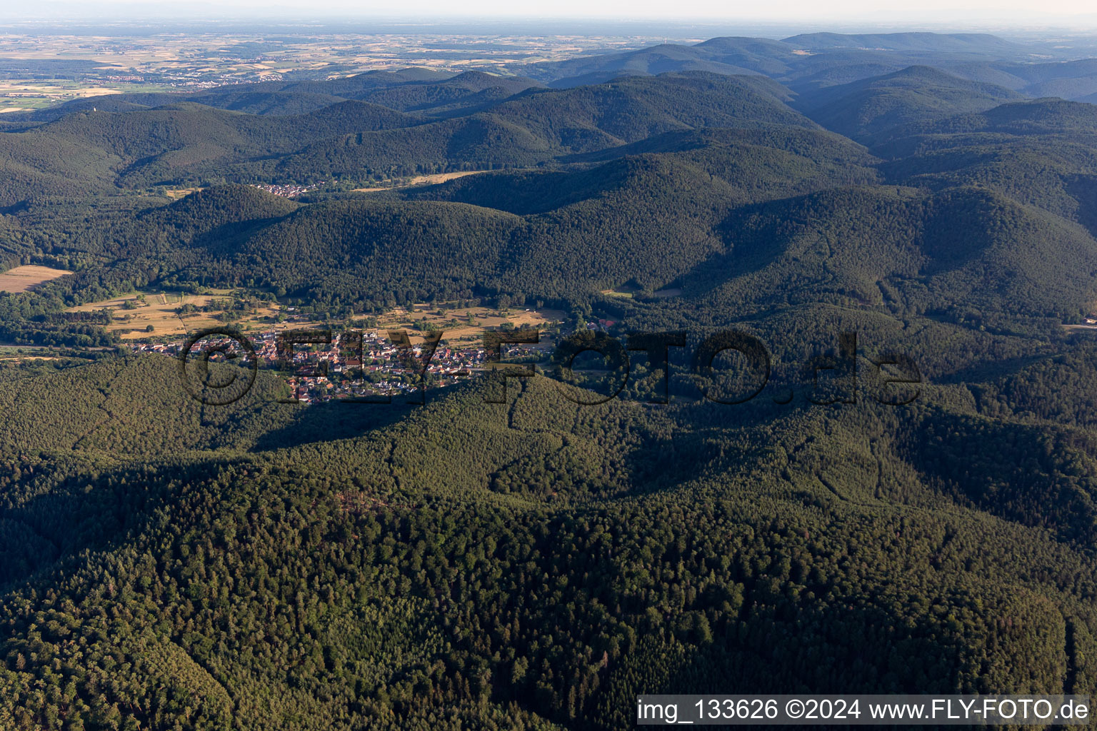 Aerial view of Birkenhördt in the state Rhineland-Palatinate, Germany