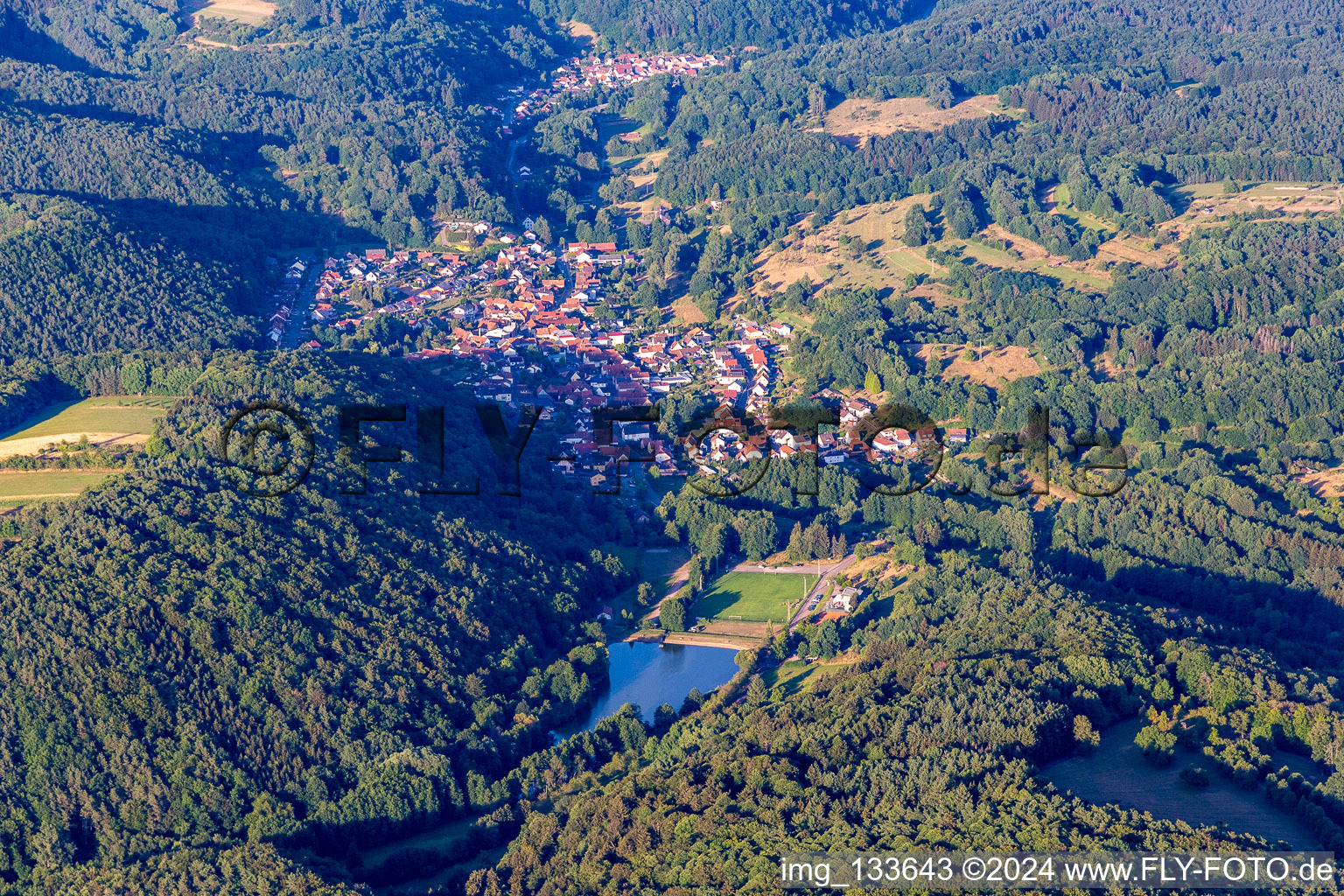 SV Silz behind Lake Silz in Silz in the state Rhineland-Palatinate, Germany