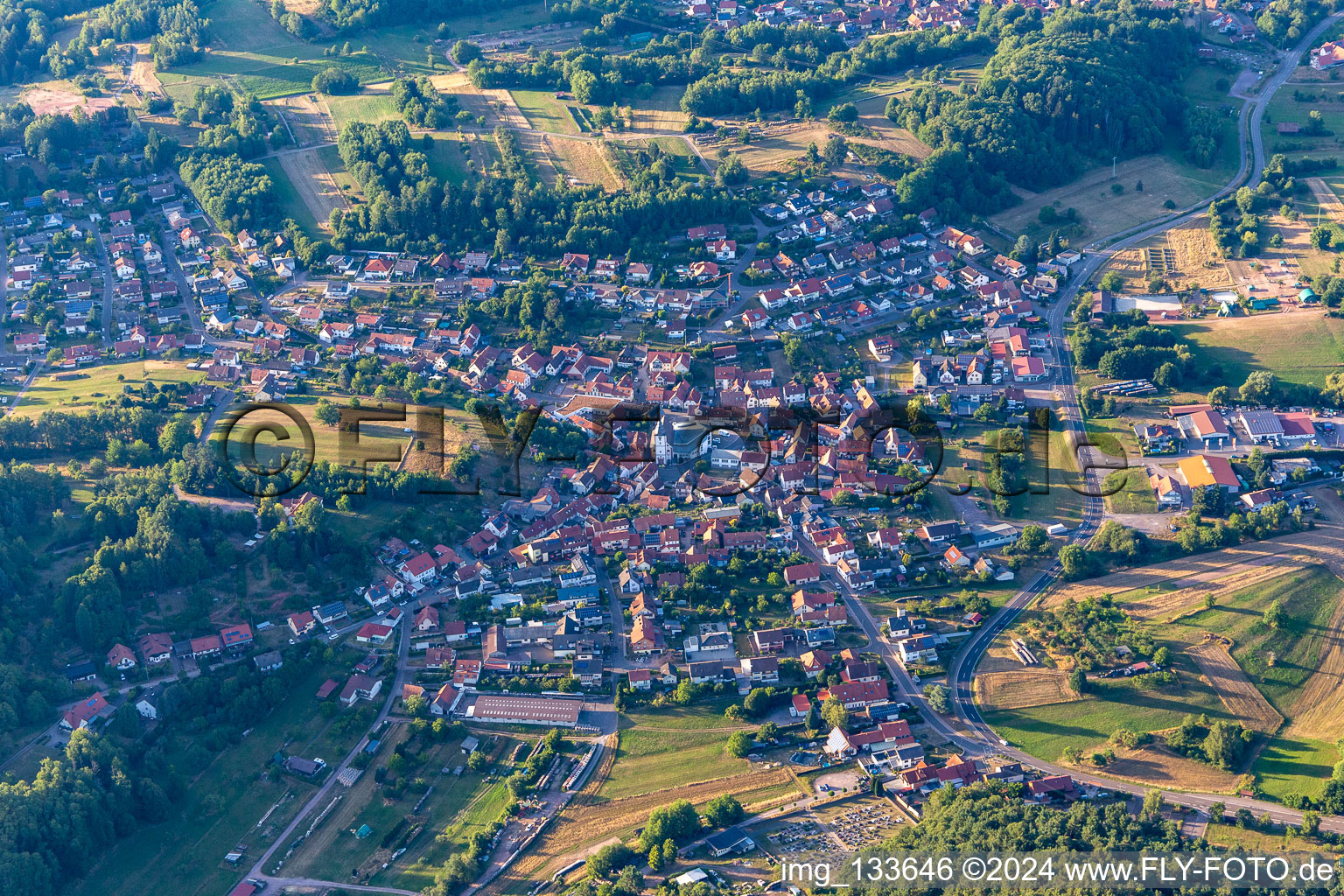 District Gossersweiler in Gossersweiler-Stein in the state Rhineland-Palatinate, Germany viewn from the air
