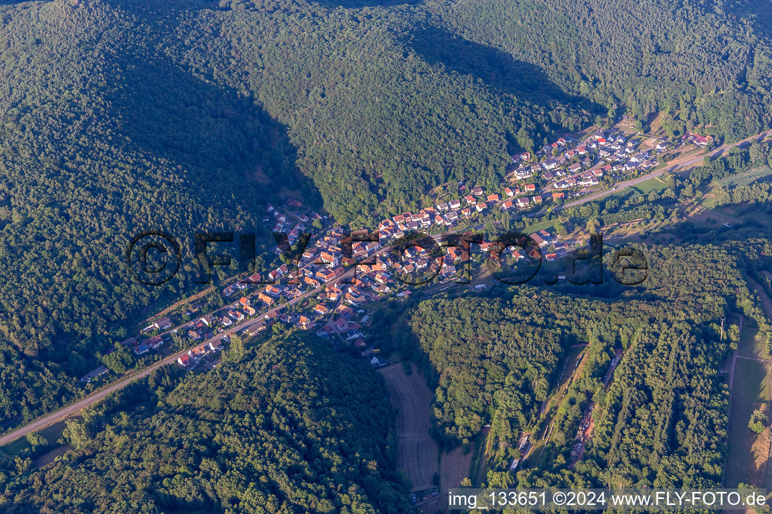 Aerial photograpy of Waldrohrbach in the state Rhineland-Palatinate, Germany