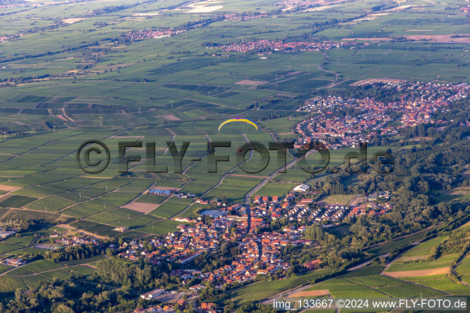 Aerial photograpy of Siebeldingen in the state Rhineland-Palatinate, Germany