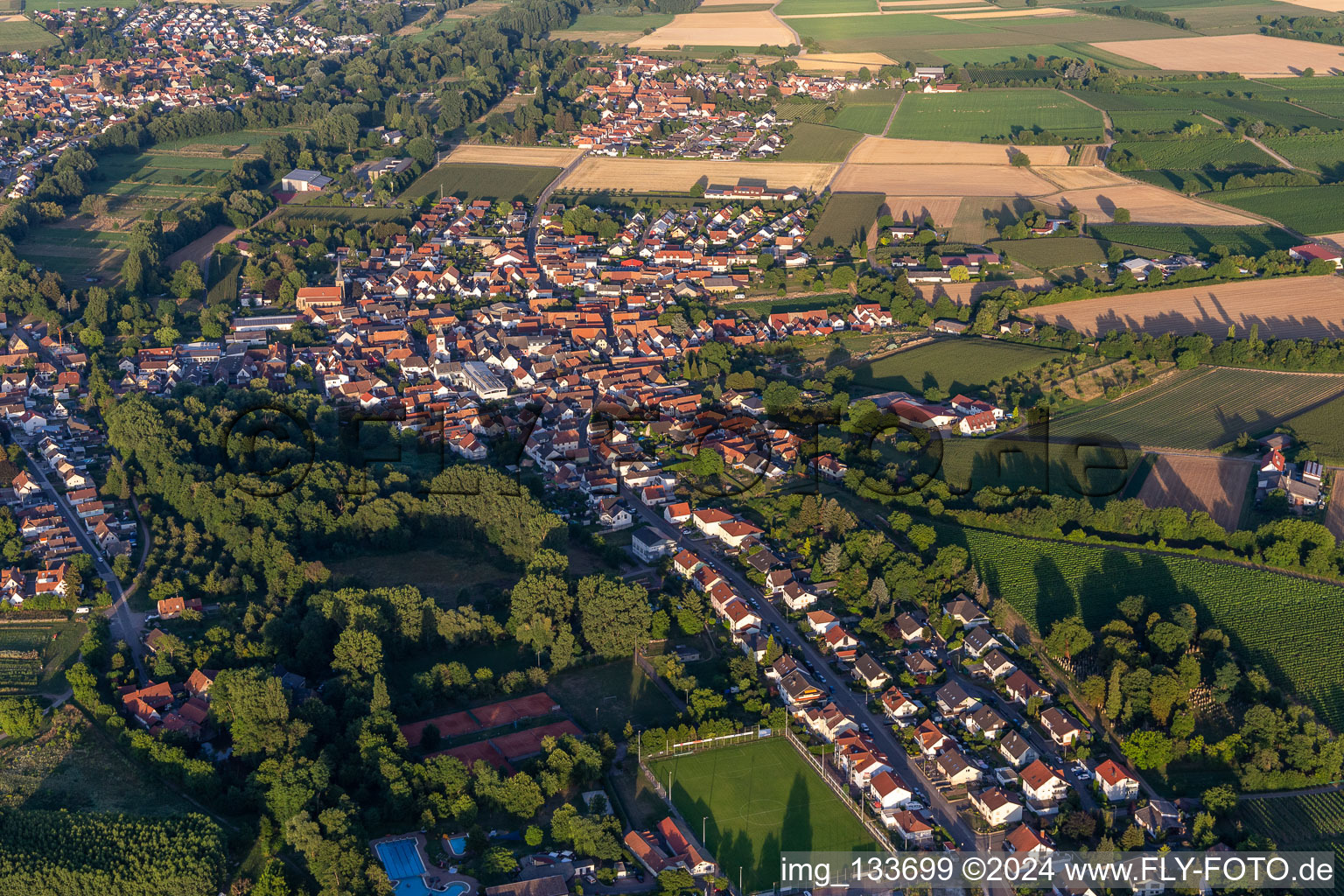 District Ingenheim in Billigheim-Ingenheim in the state Rhineland-Palatinate, Germany out of the air
