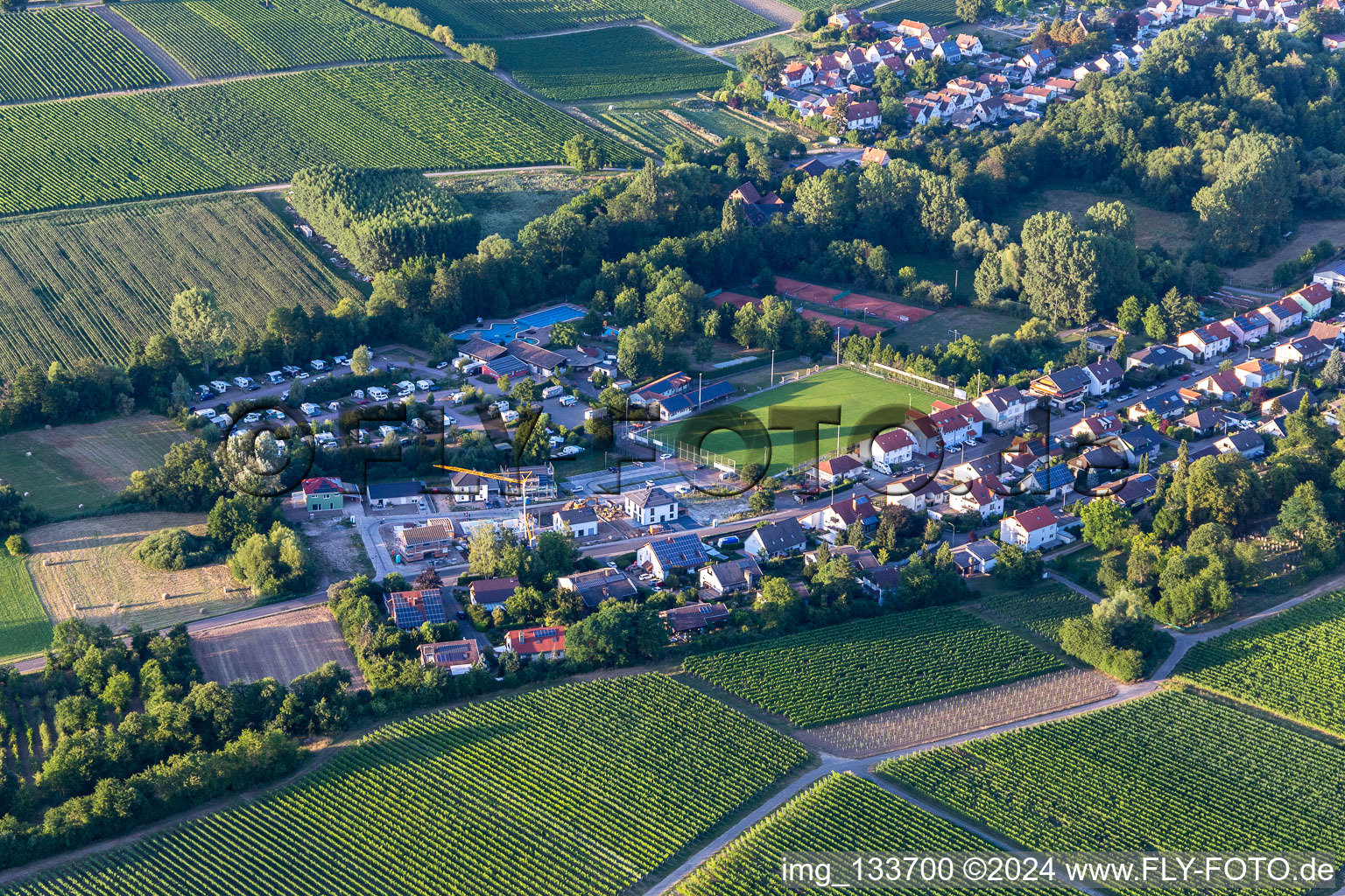 Aerial photograpy of Camping in the Klingbach Valley in the district Ingenheim in Billigheim-Ingenheim in the state Rhineland-Palatinate, Germany