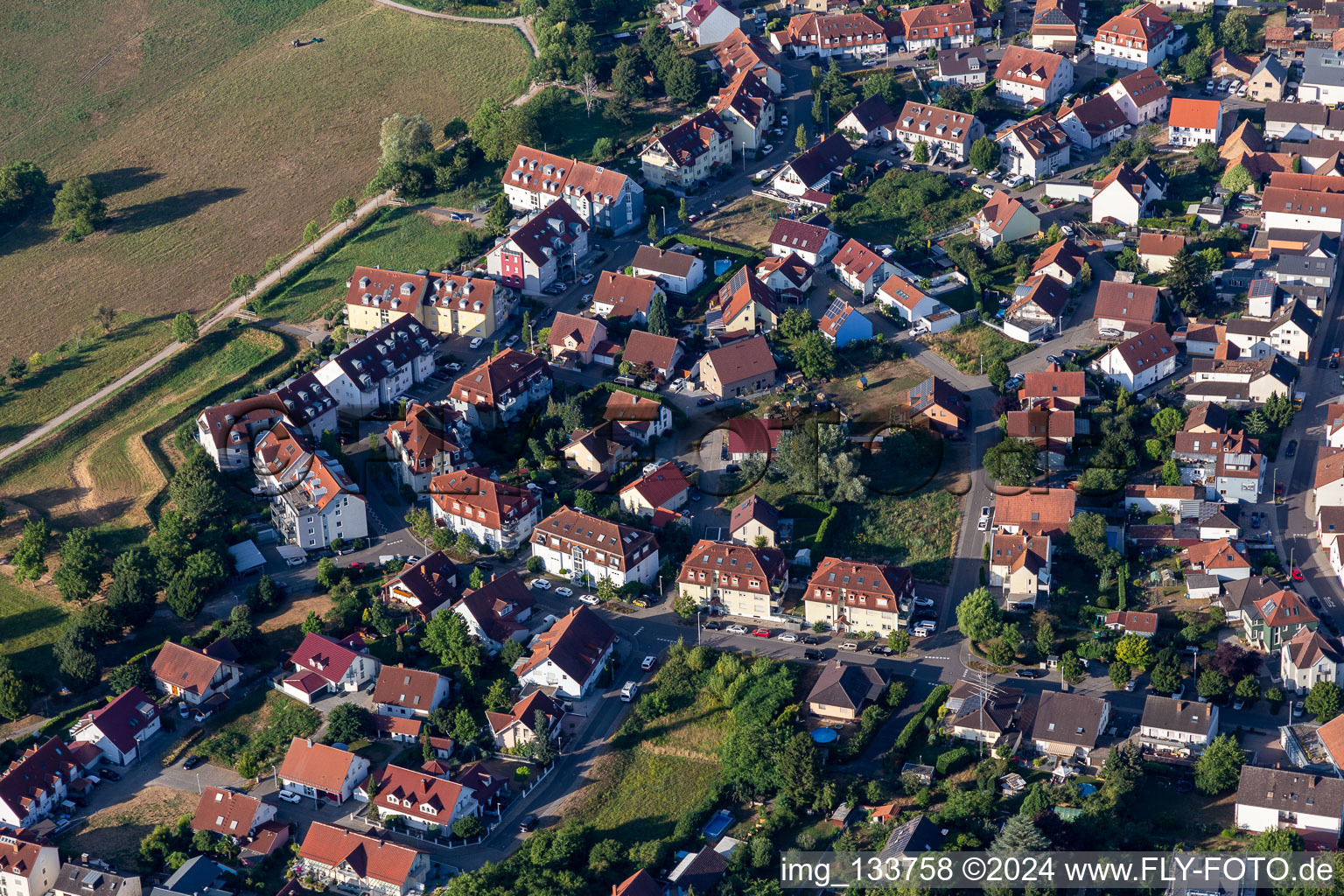 District Maximiliansau in Wörth am Rhein in the state Rhineland-Palatinate, Germany seen from above