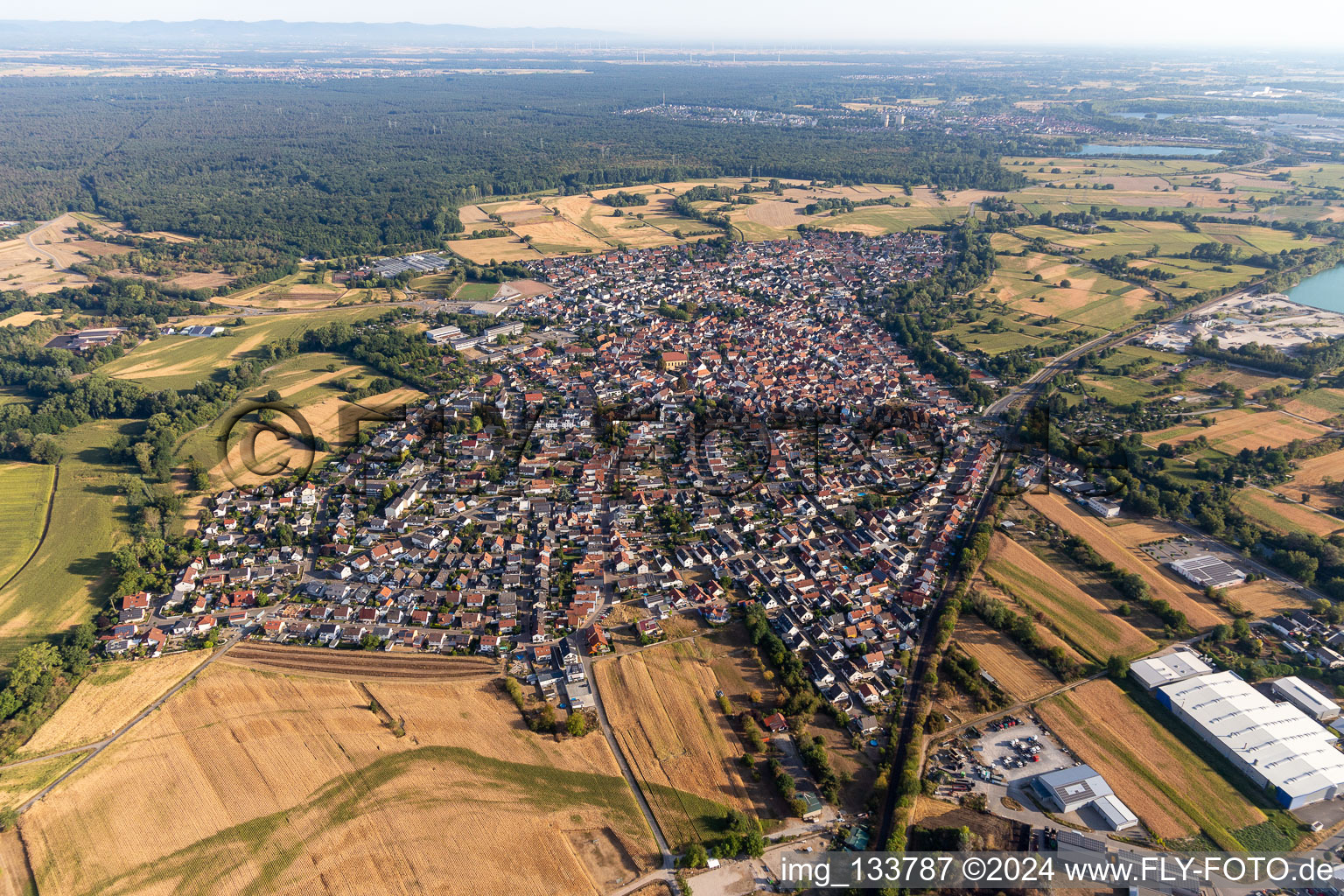 Hagenbach in the state Rhineland-Palatinate, Germany viewn from the air