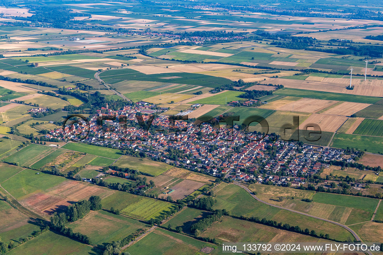 Minfeld in the state Rhineland-Palatinate, Germany viewn from the air