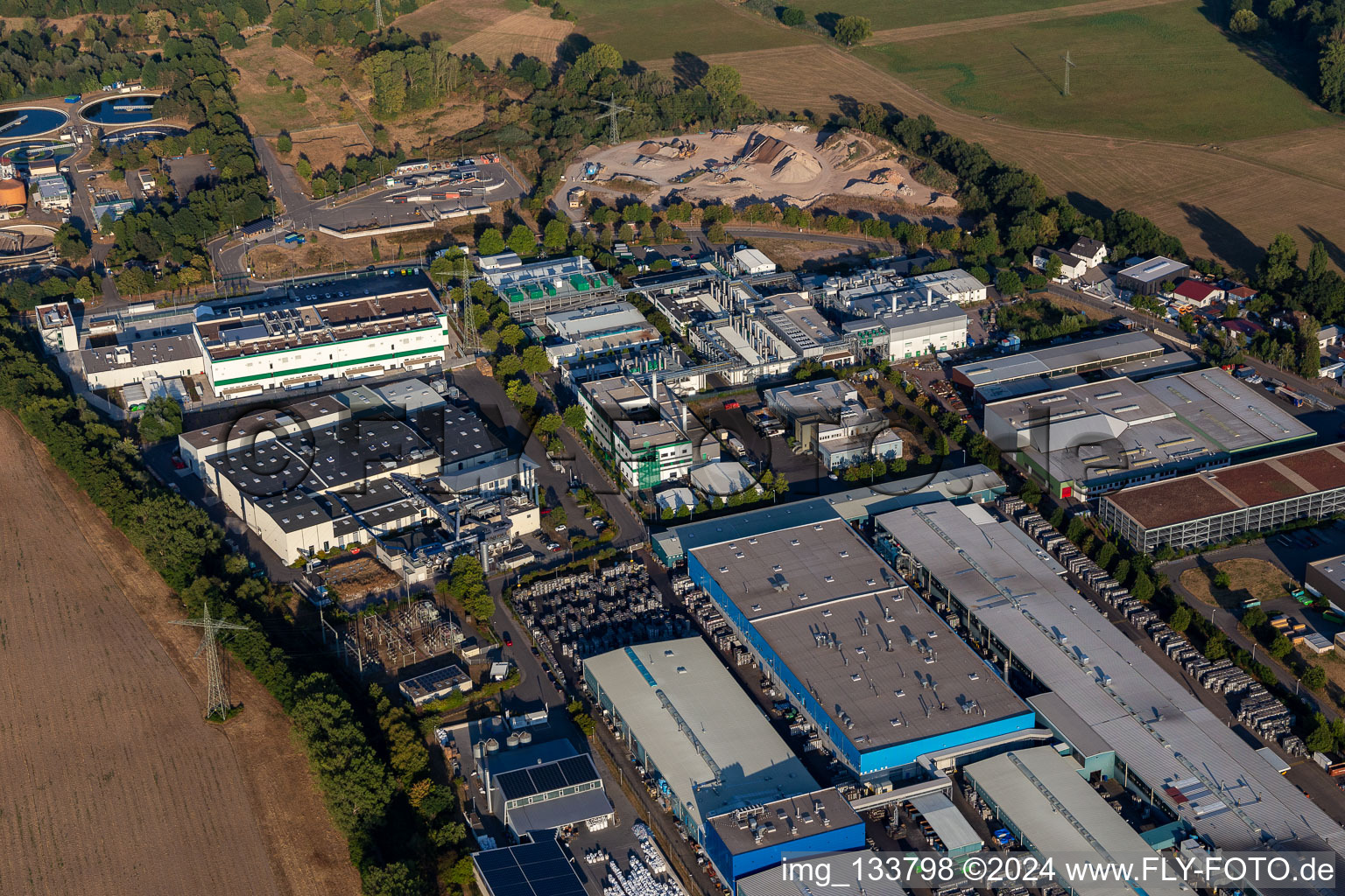 Industrial area Landau Ost with RONAL and Rose printing in Landau in der Pfalz in the state Rhineland-Palatinate, Germany